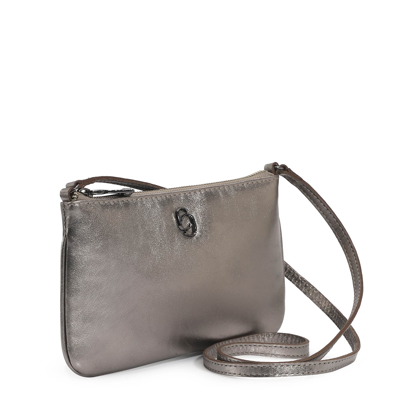 Bolsa Transversal Couro Prata