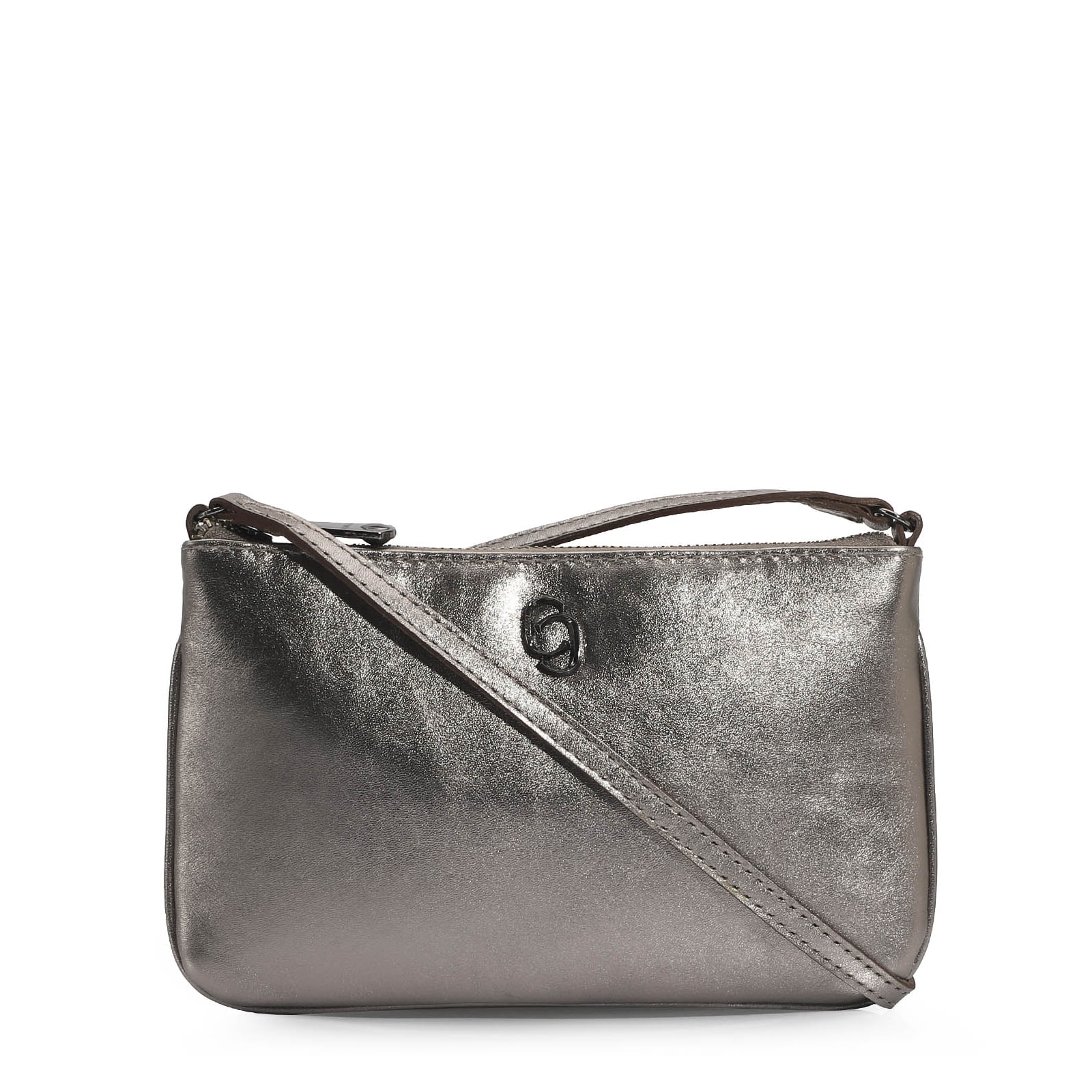 Bolsa Transversal Couro Prata