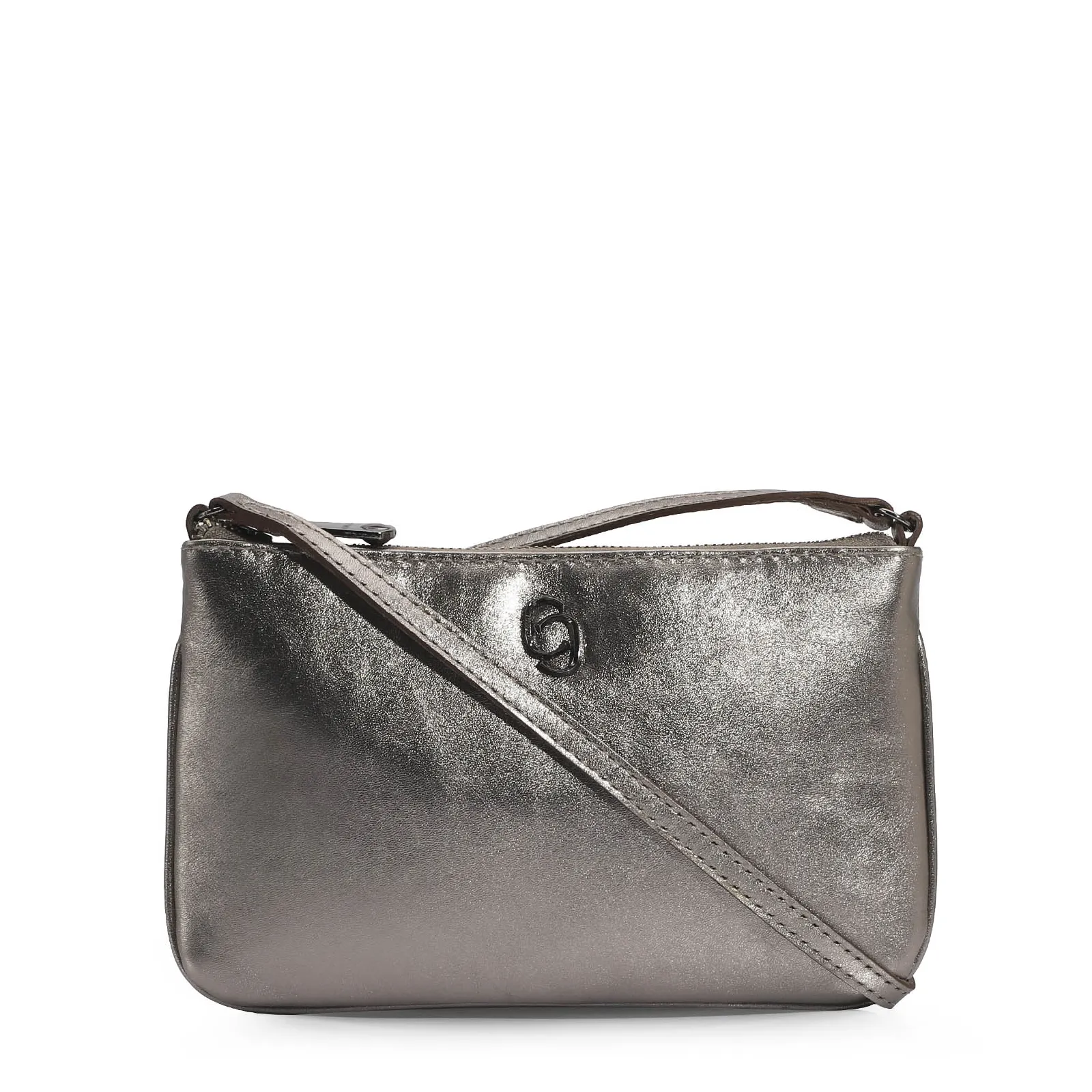 Bolsa Transversal Couro Prata
