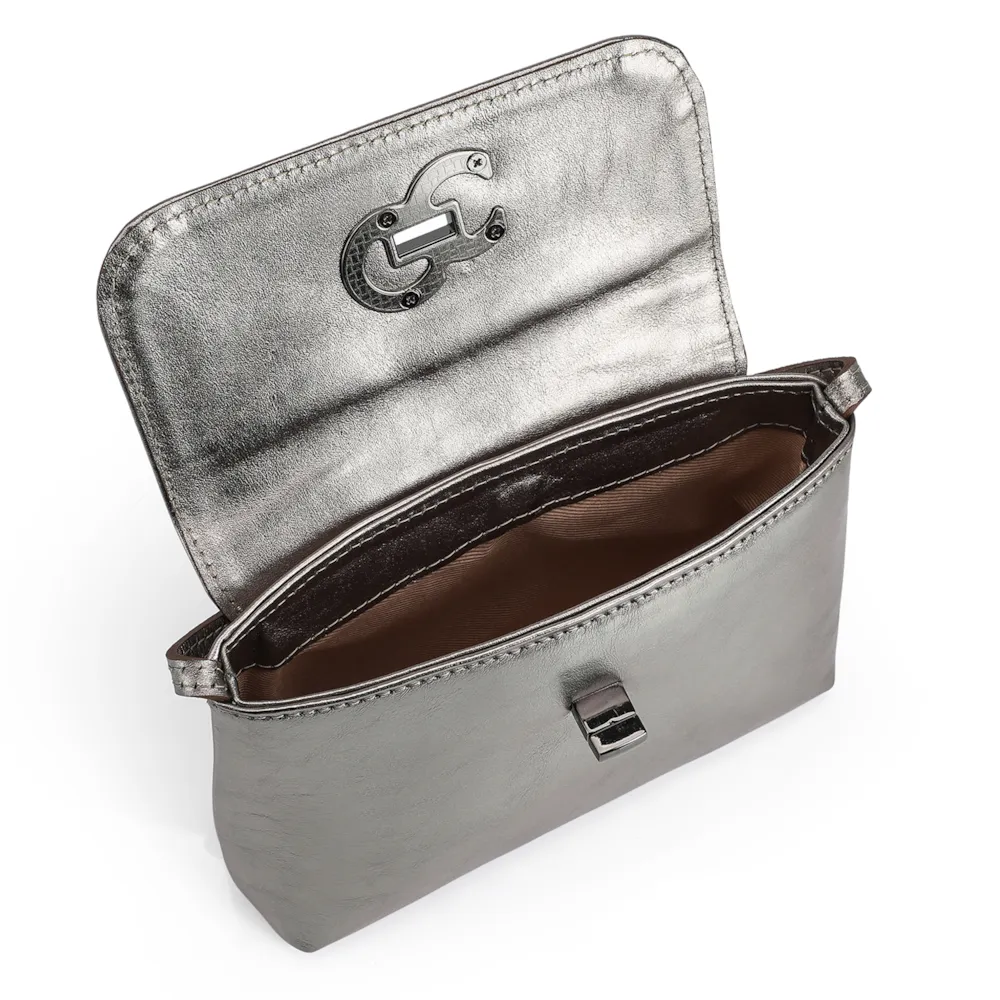 Bolsa Transversal Couro Prata - imagem 4