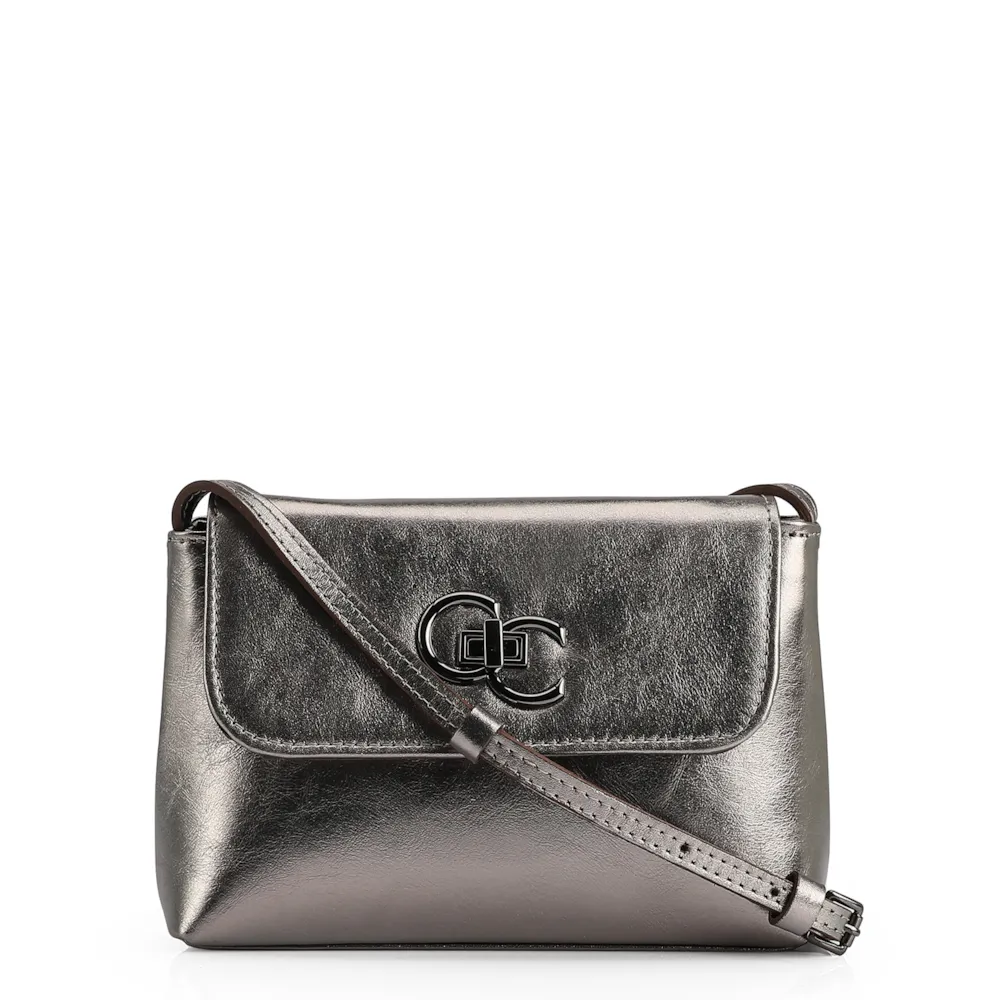 Bolsa Transversal Couro Prata