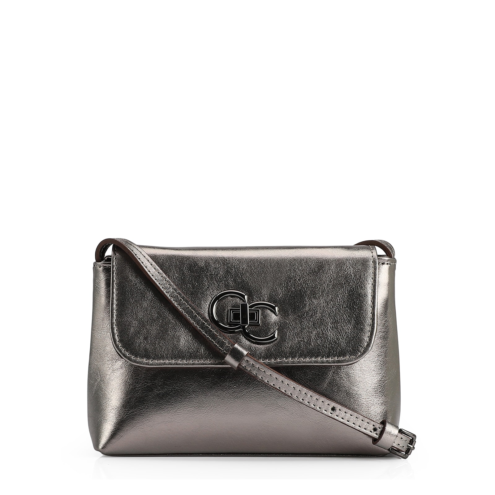 Bolsa Transversal Couro Prata