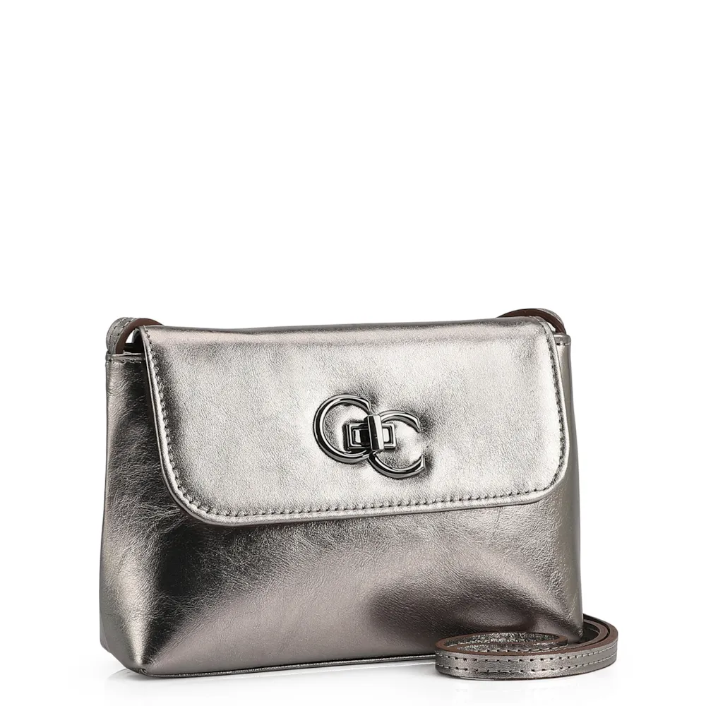 Bolsa Transversal Couro Prata - imagem 2