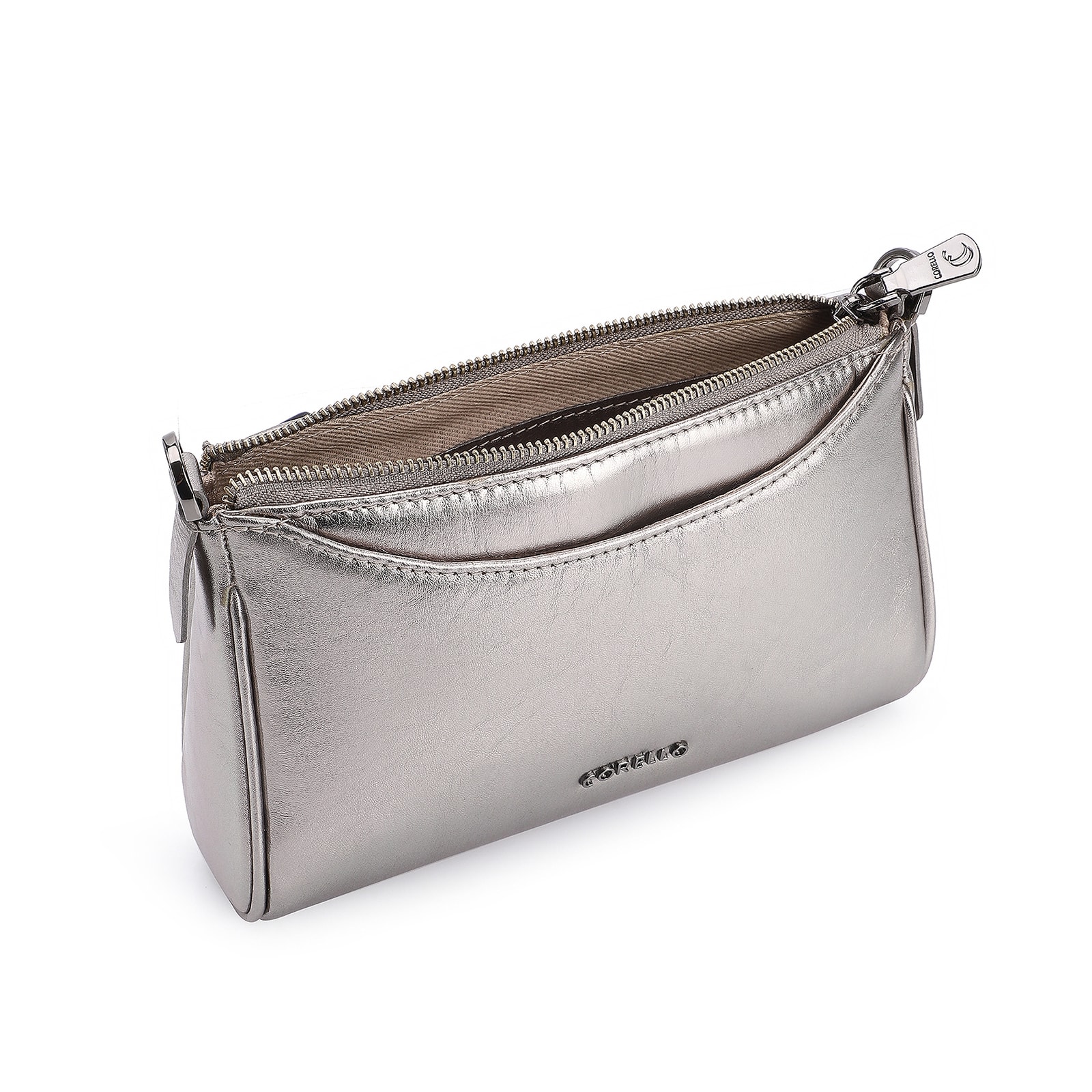 Bolsa Transversal Couro Prata