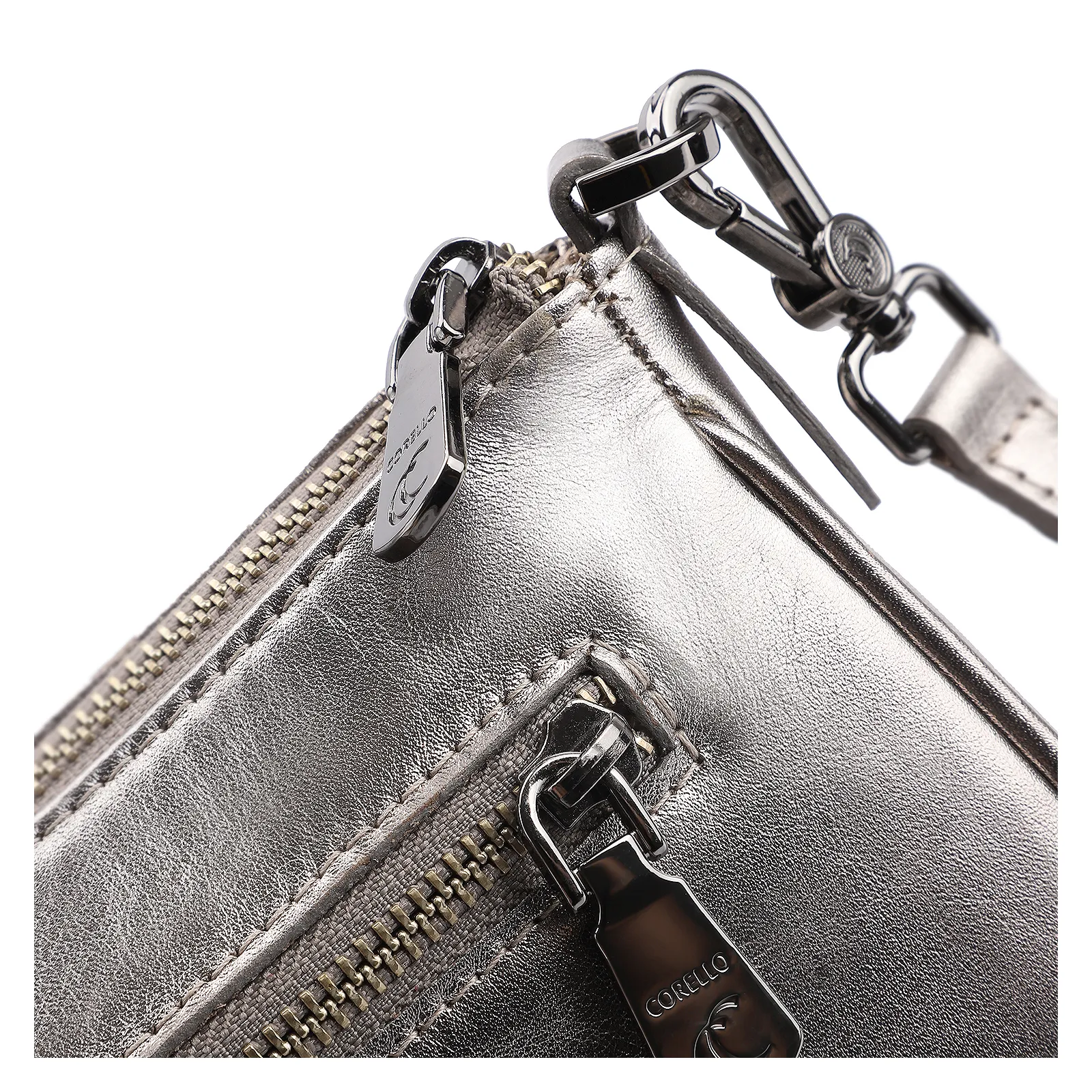 Bolsa Transversal Couro Prata