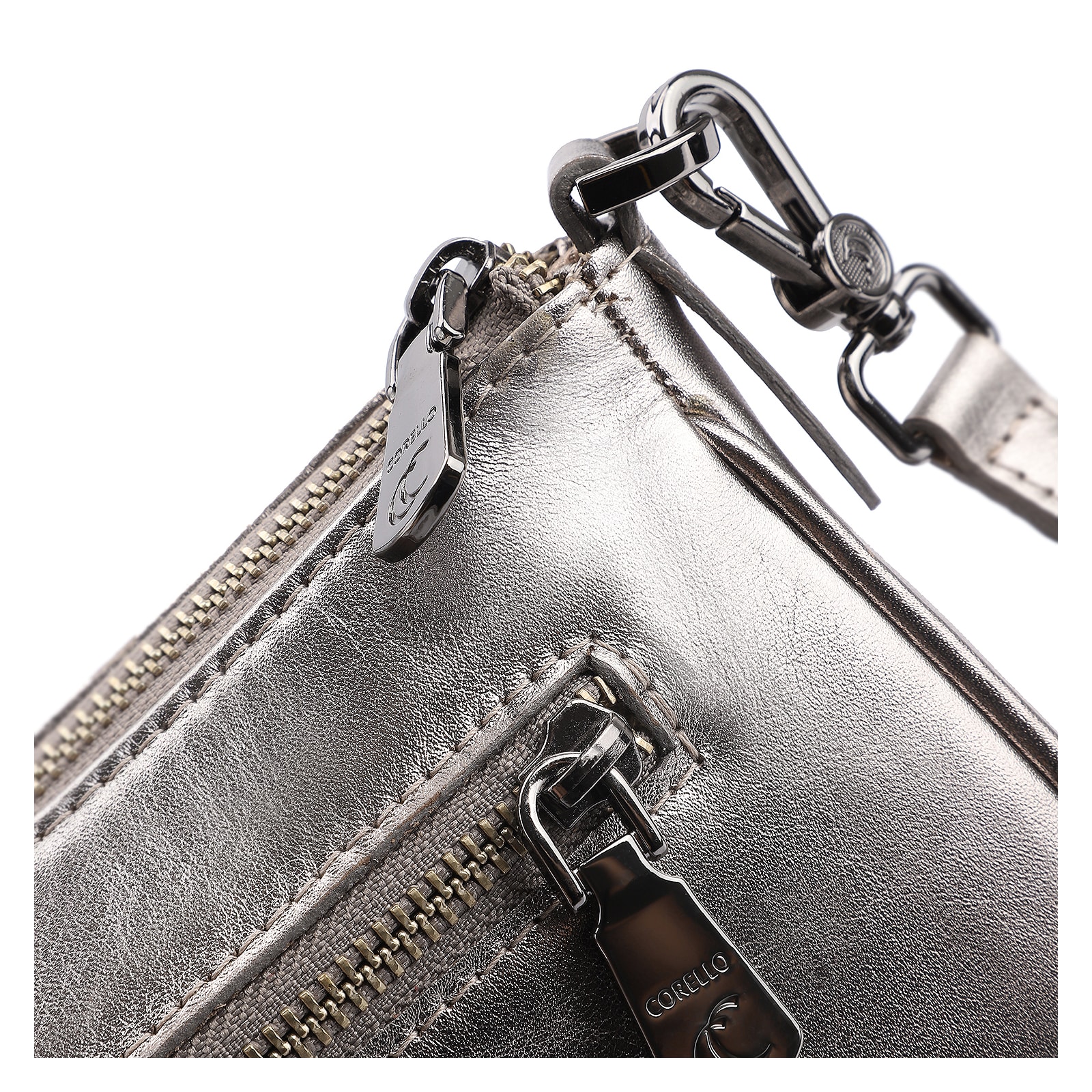 Bolsa Transversal Couro Prata