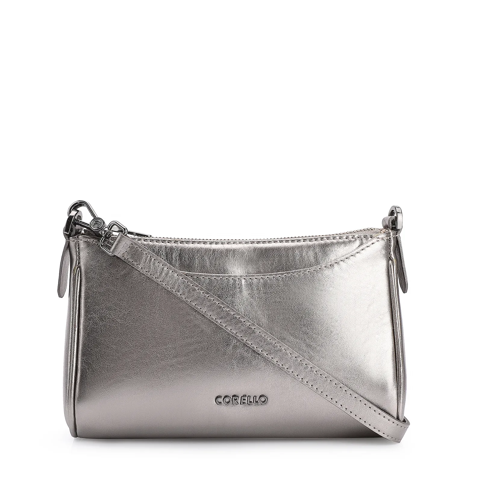 Bolsa Transversal Couro Prata