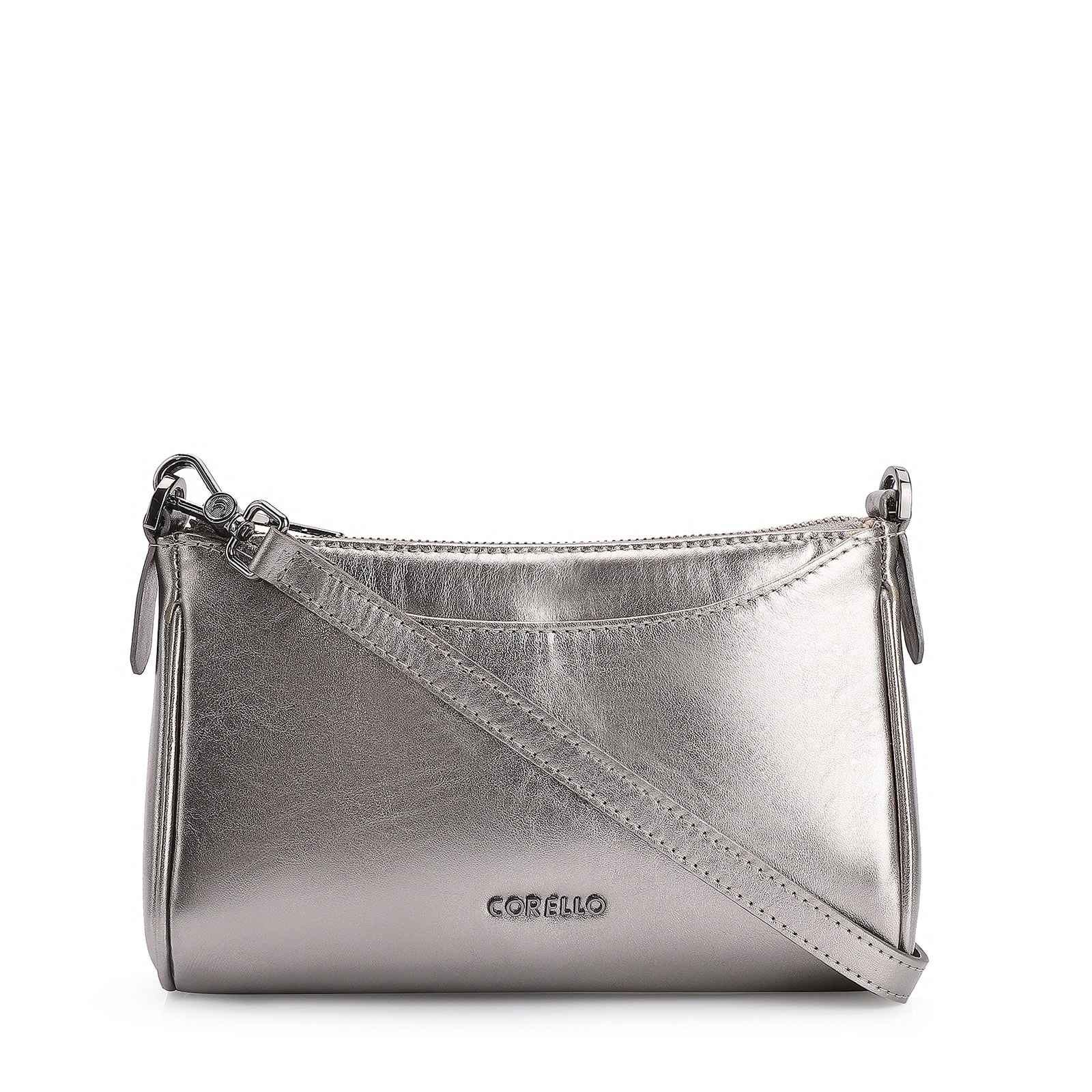 Bolsa Transversal Couro Prata