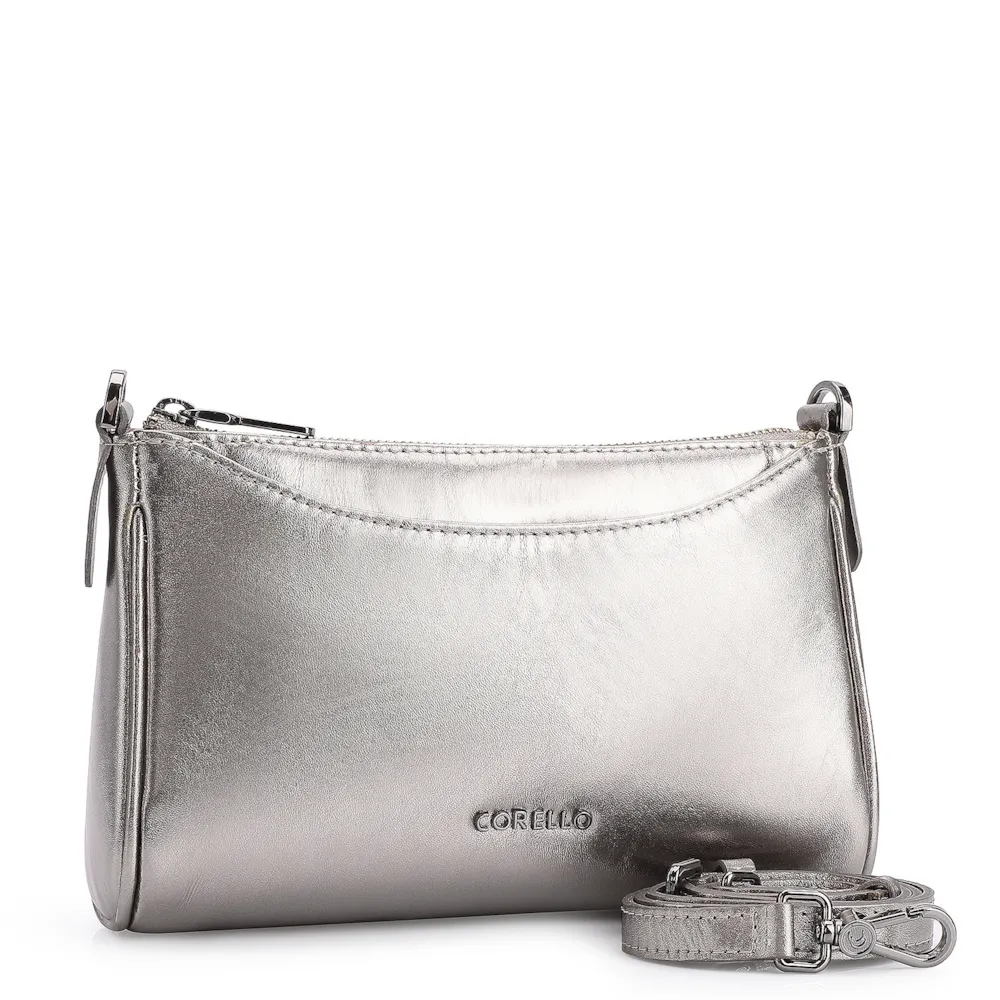 Bolsa Transversal Couro Prata - imagem 2