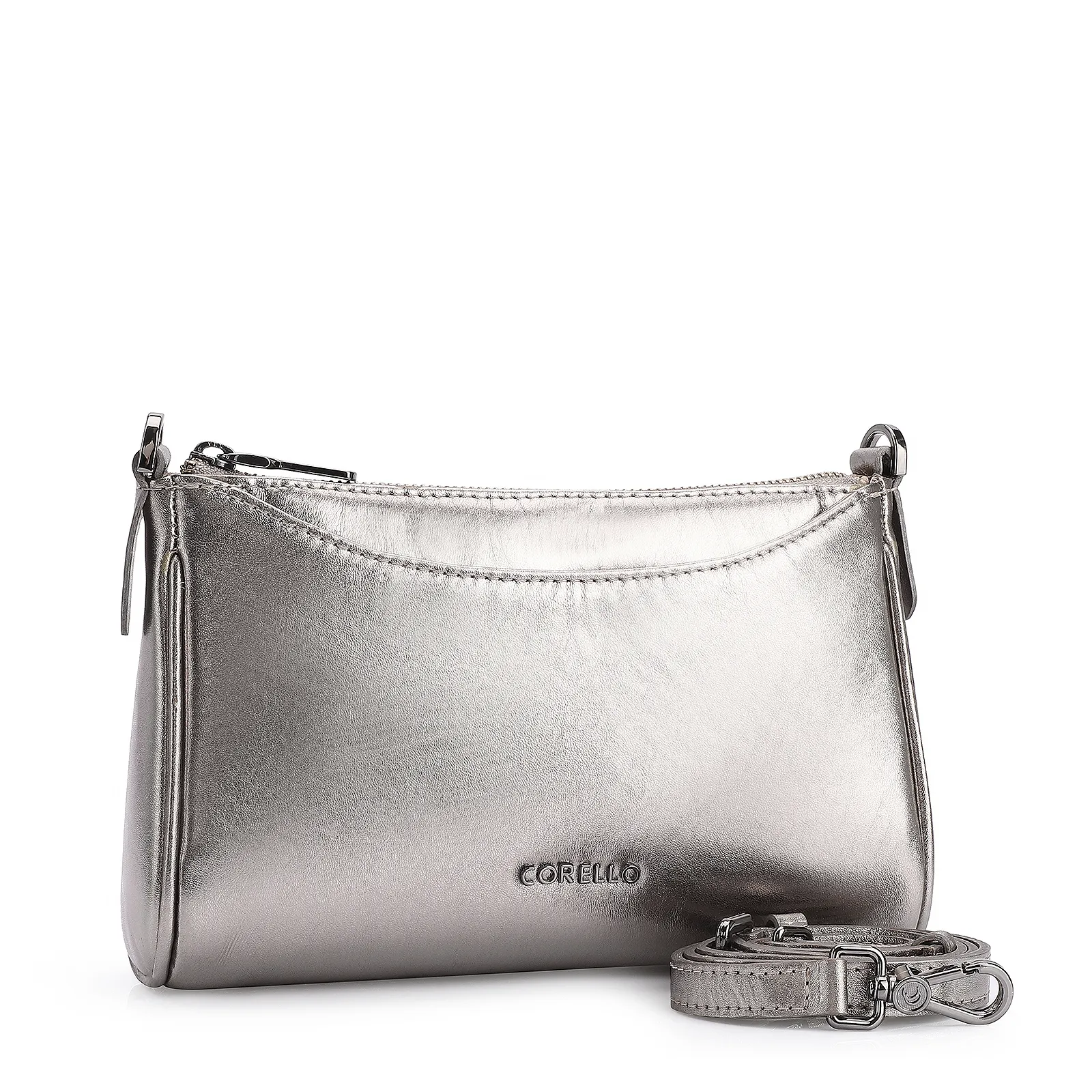 Bolsa Transversal Couro Prata