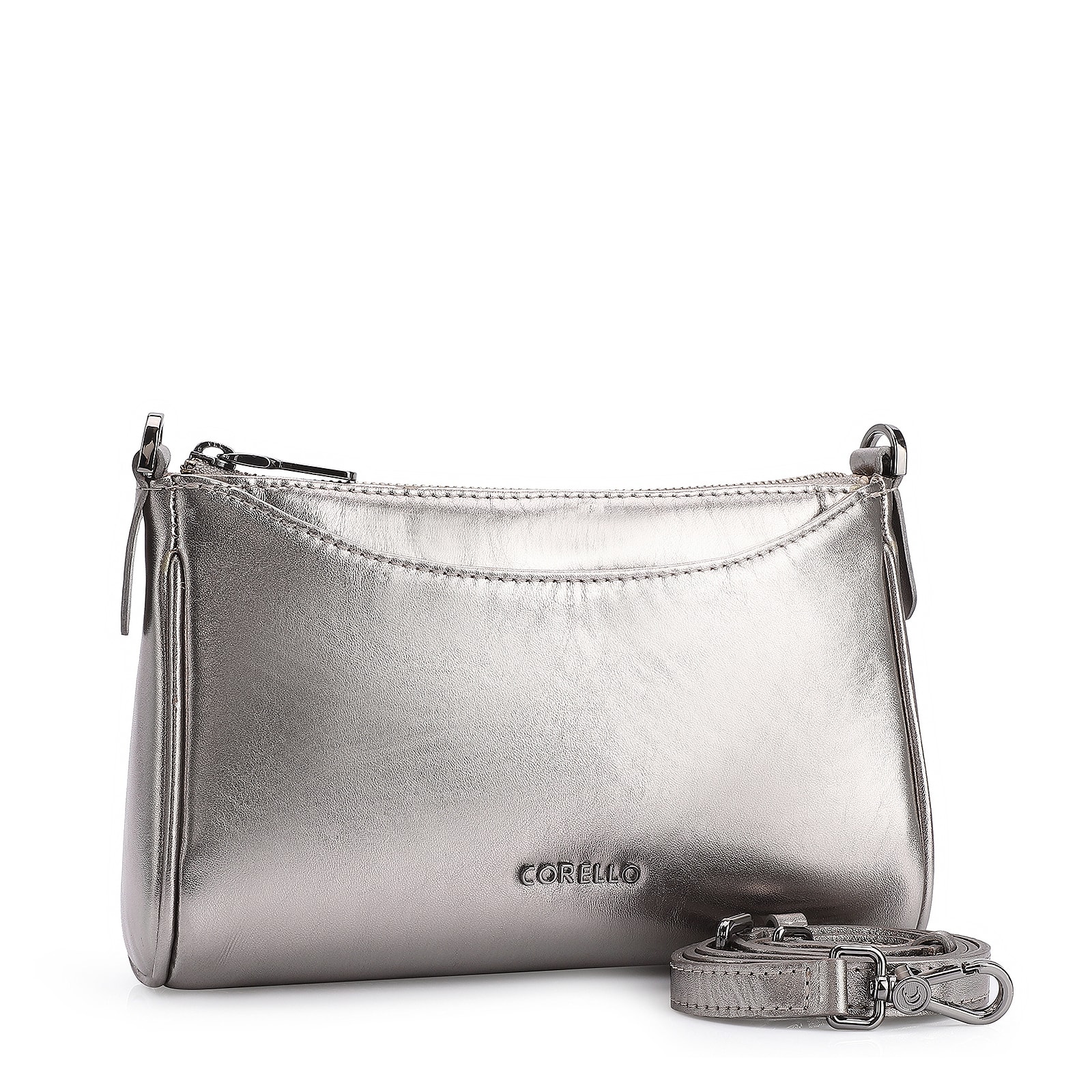 Bolsa Transversal Couro Prata