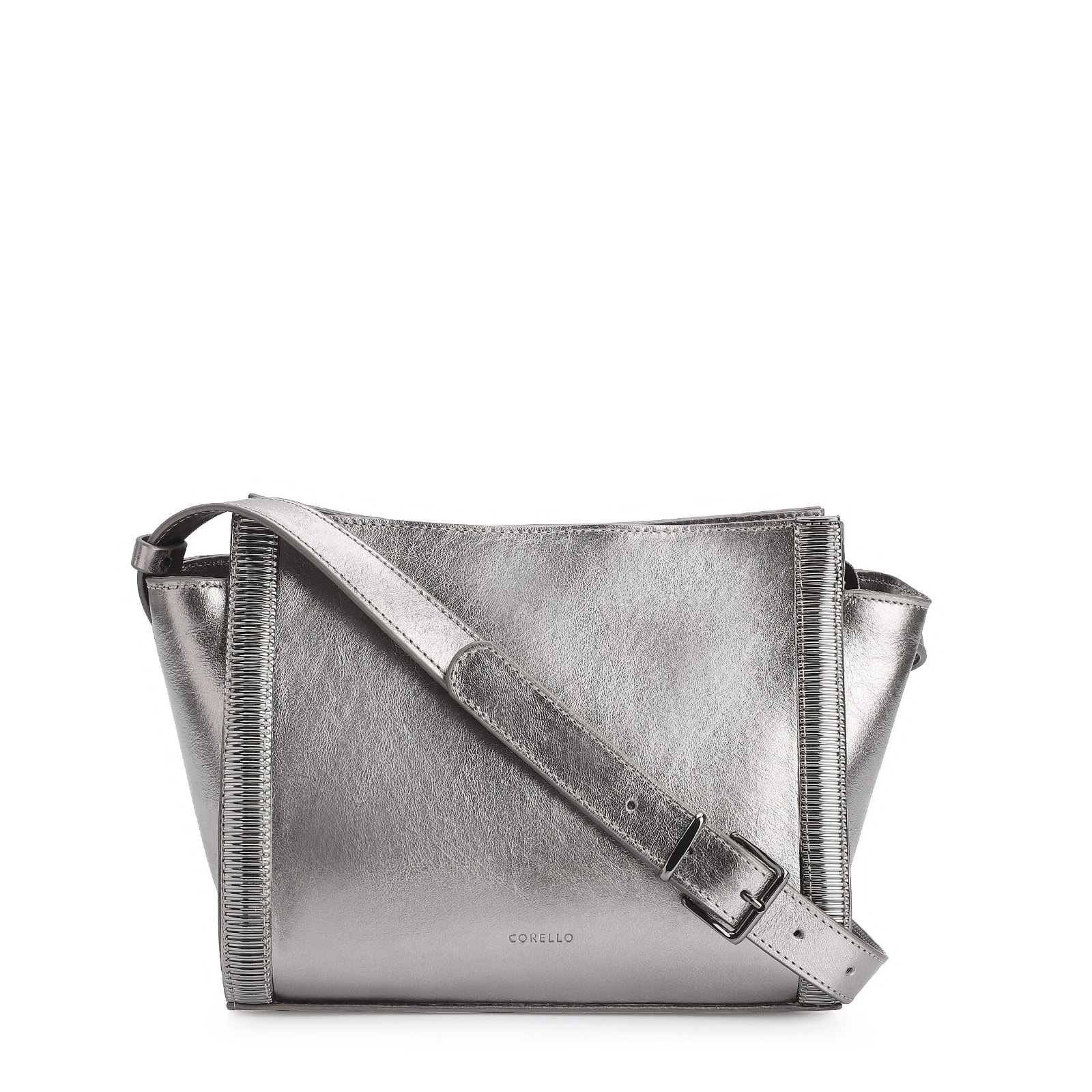 Bolsa Transversal Couro Prata