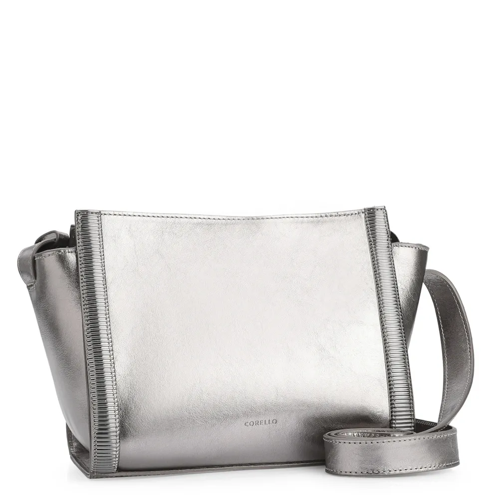 Bolsa Transversal Couro Prata - imagem 2