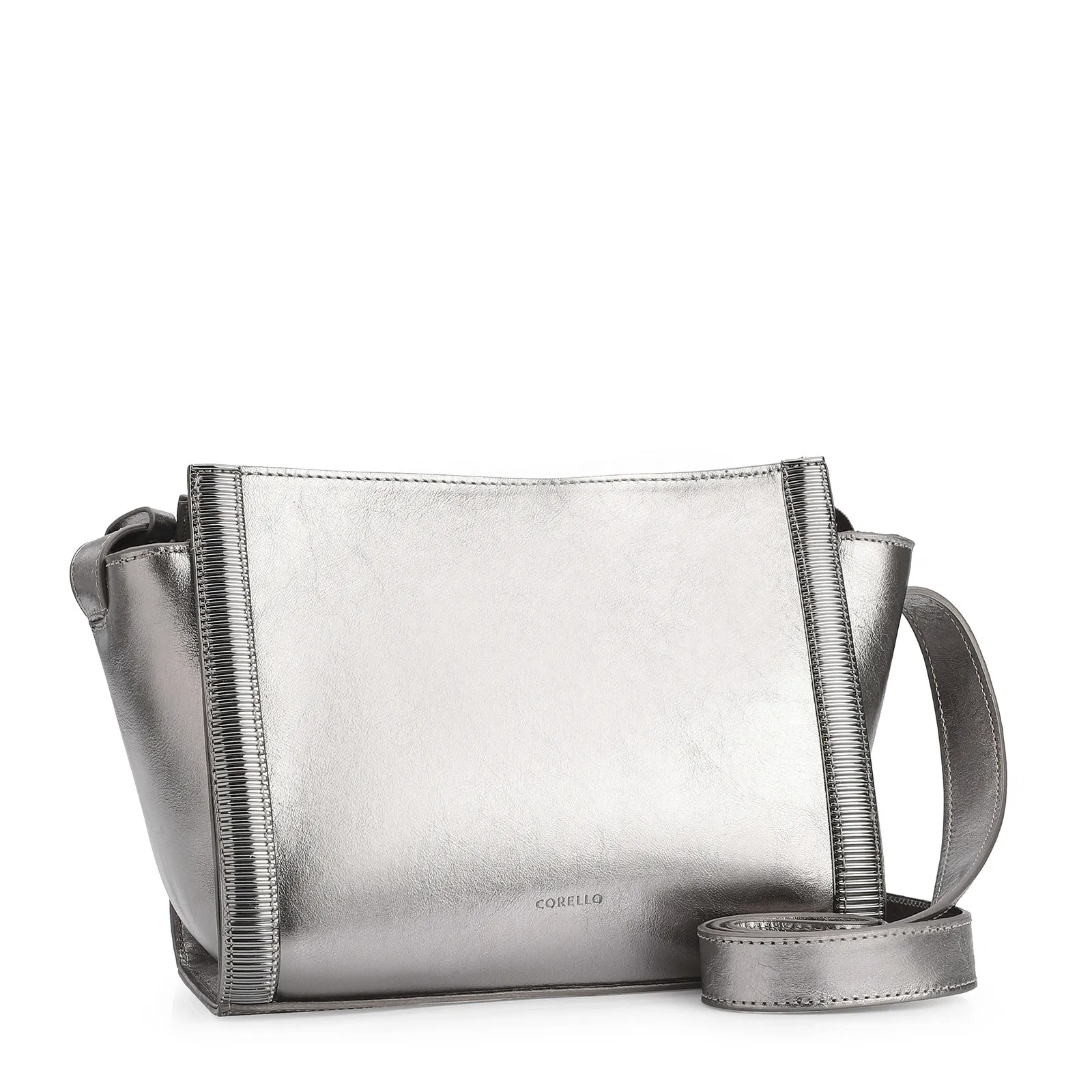Bolsa Transversal Couro Prata
