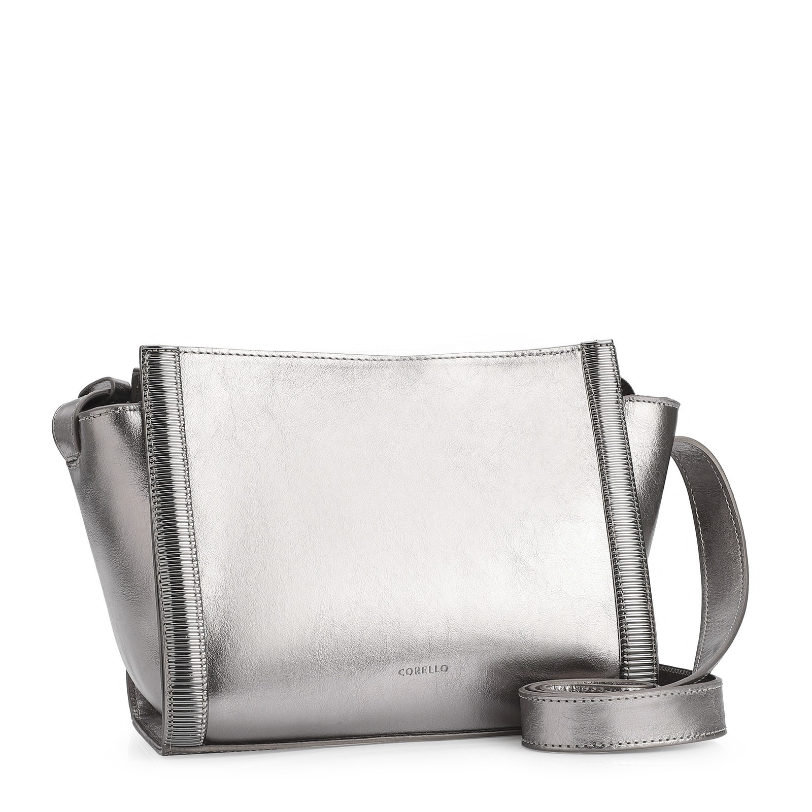 Bolsa Transversal Couro Prata