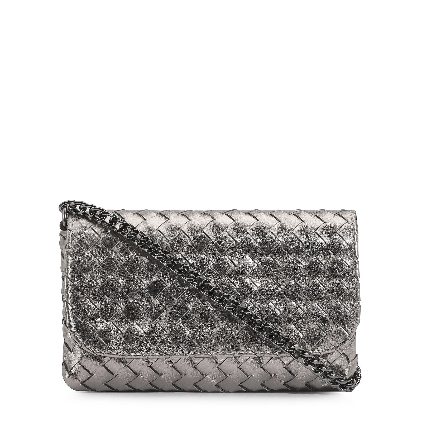 Bolsa Transversal Couro Prata