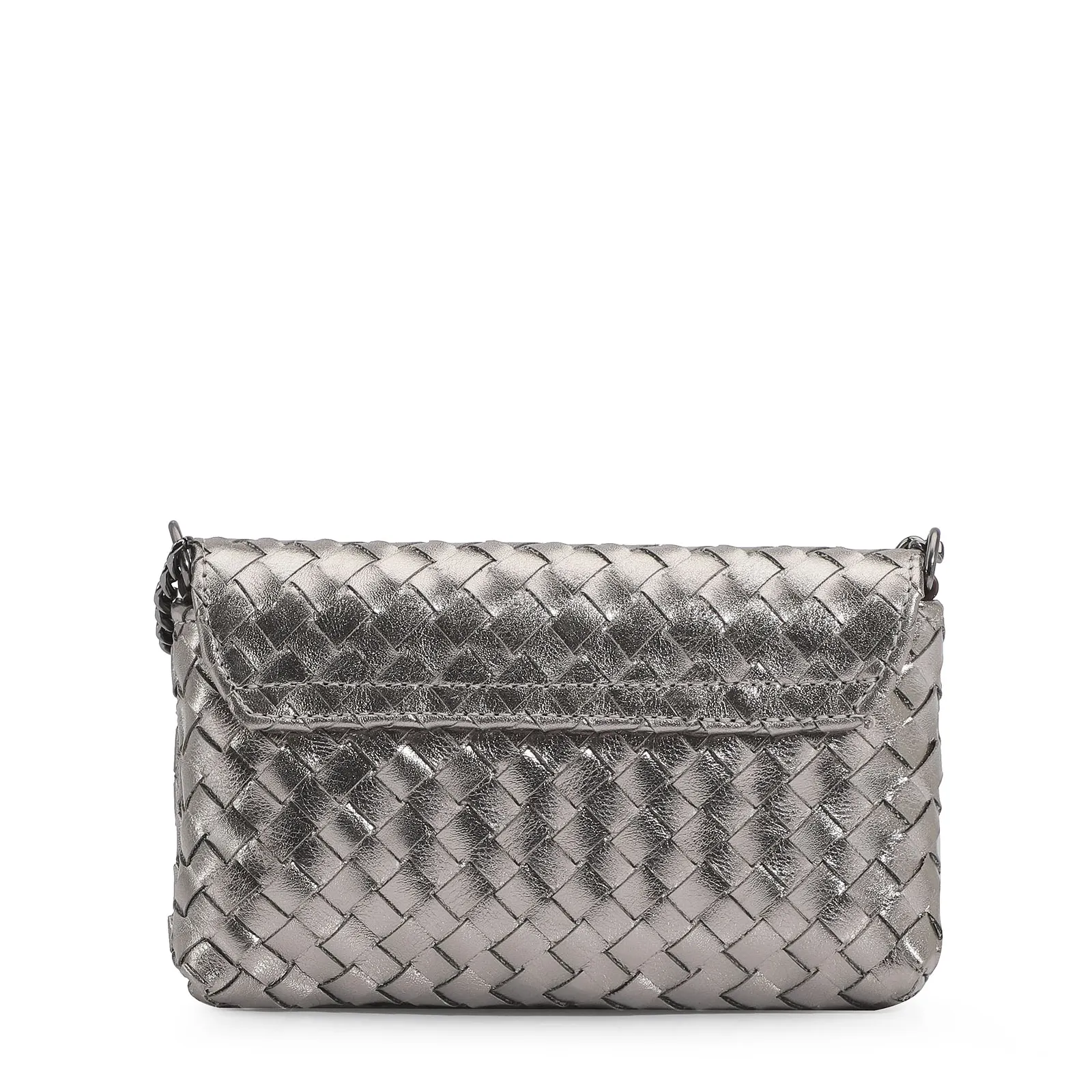 Bolsa Transversal Couro Prata