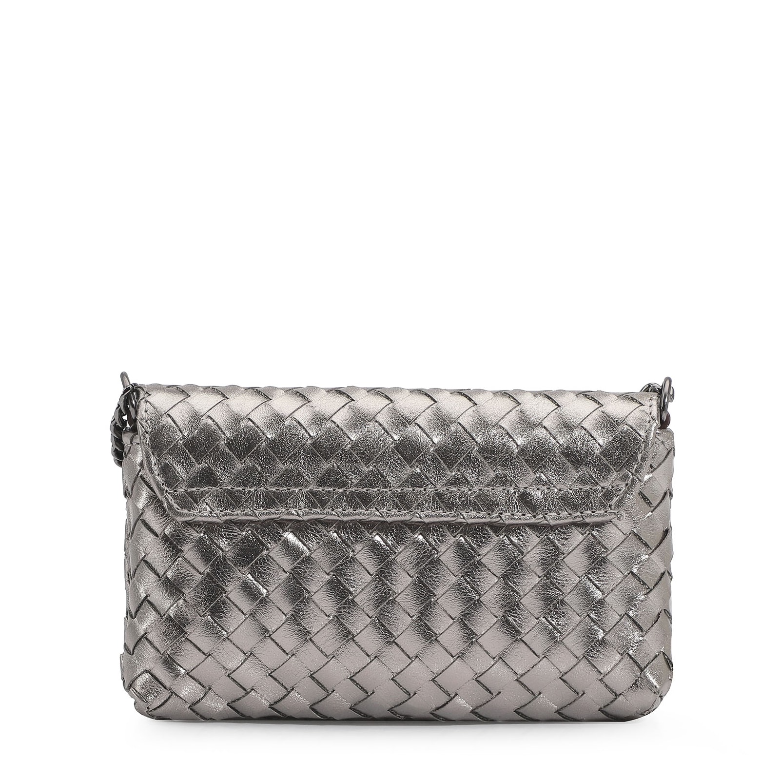Bolsa Transversal Couro Prata