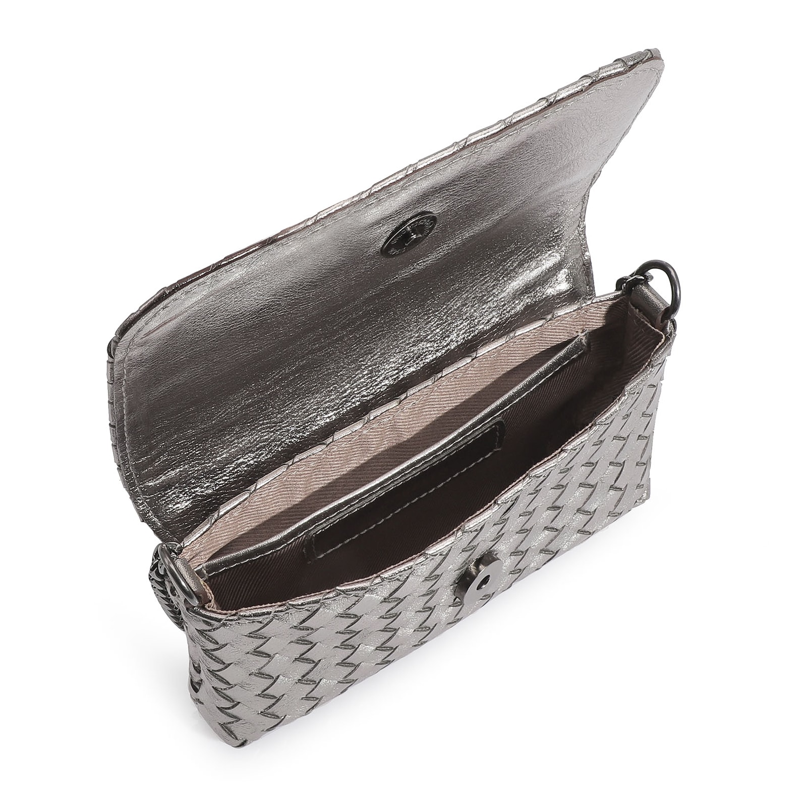Bolsa Transversal Couro Prata