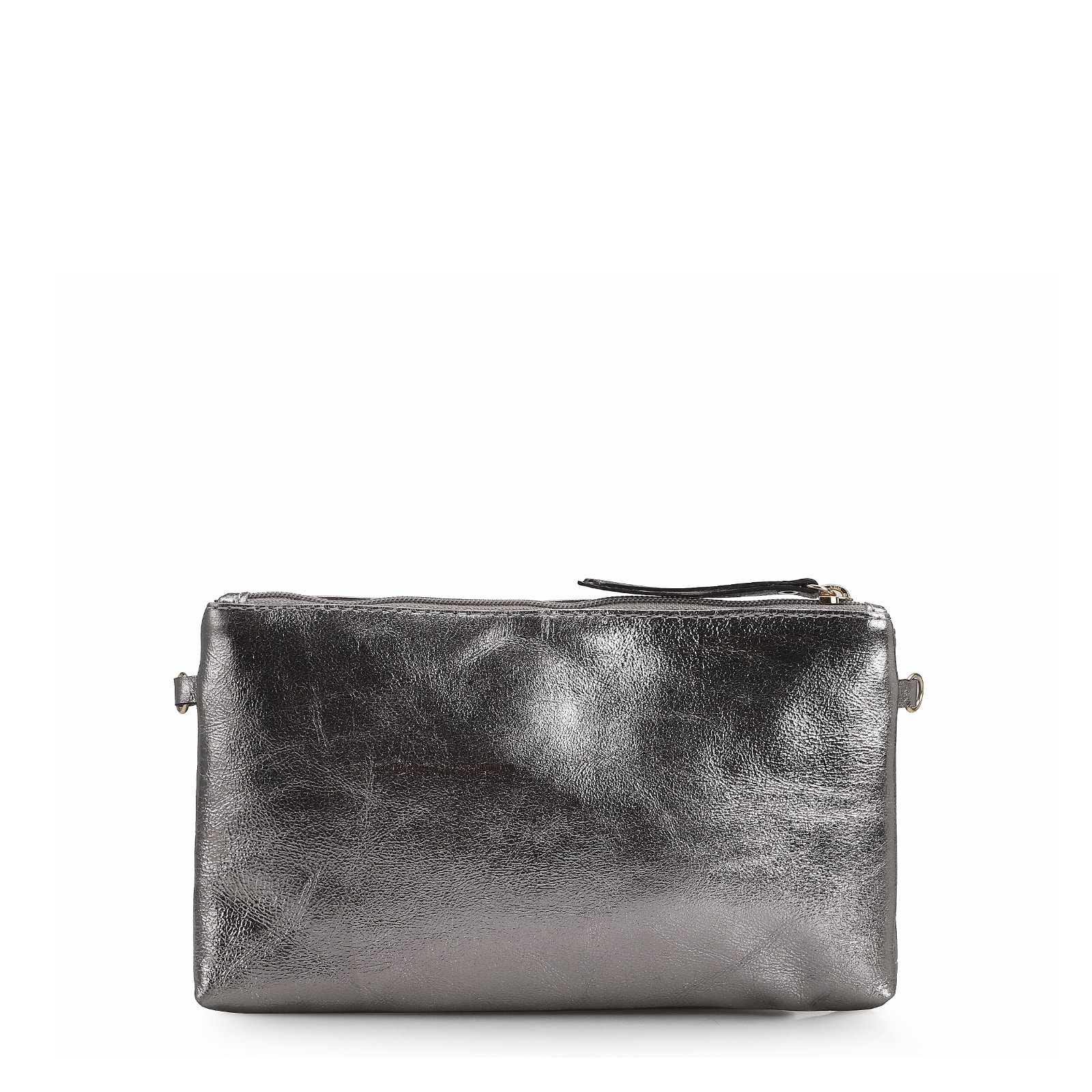 Bolsa Transversal Couro Prata Velho