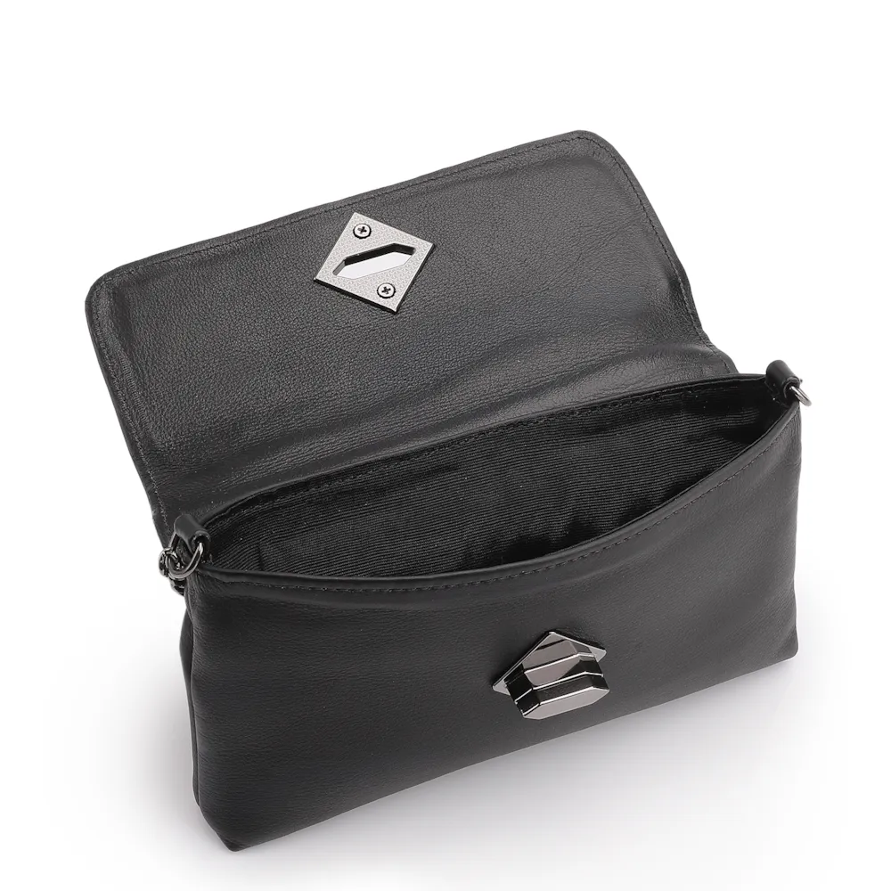  Bolsa Transversal Couro Preto - imagem 4