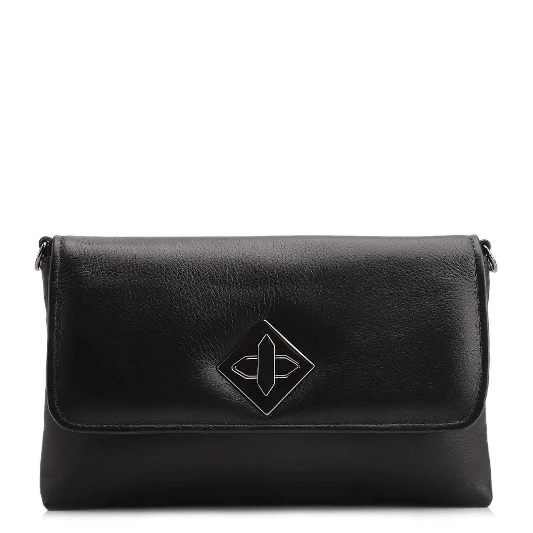  Bolsa Transversal Couro Preto