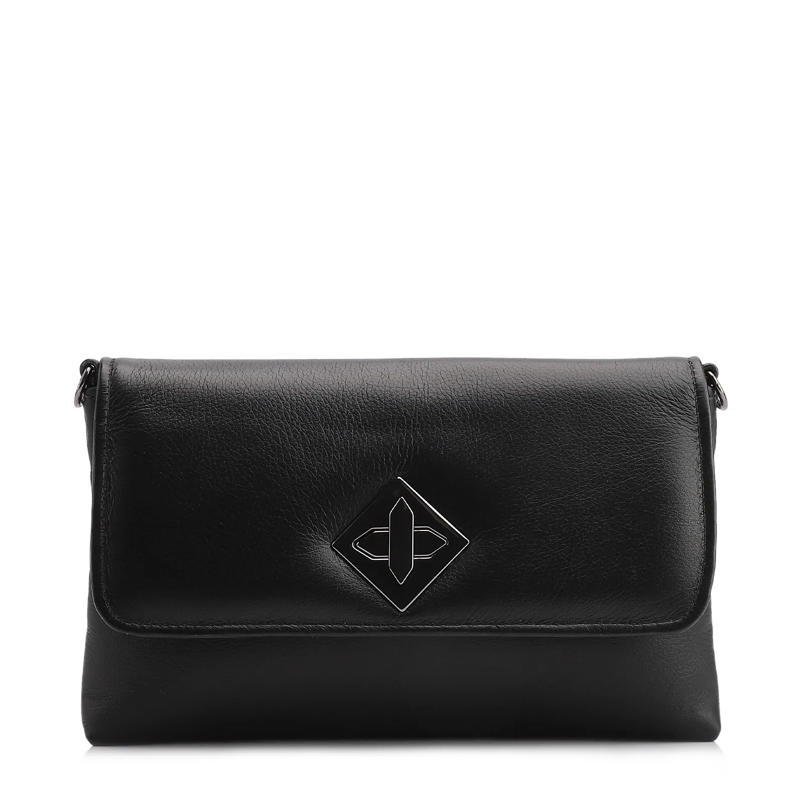  Bolsa Transversal Couro Preto