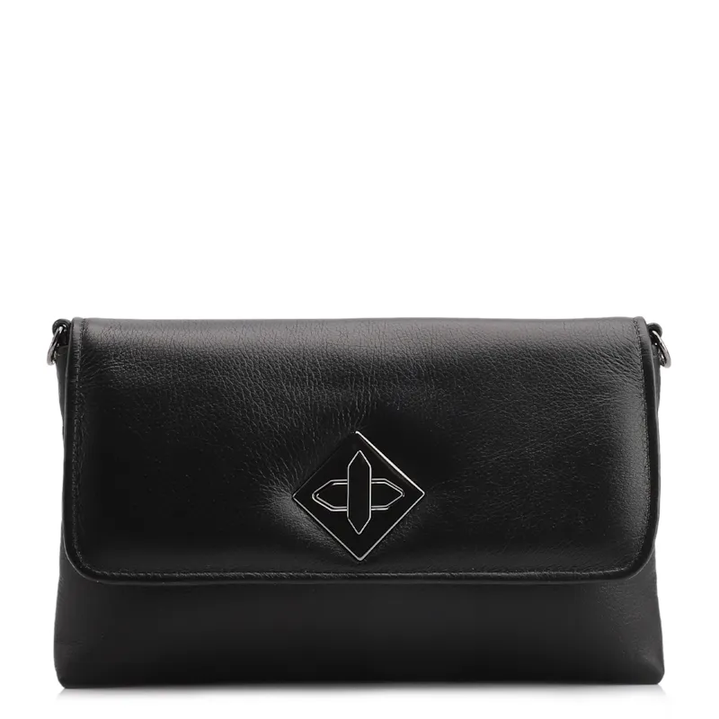  Bolsa Transversal Couro Preto