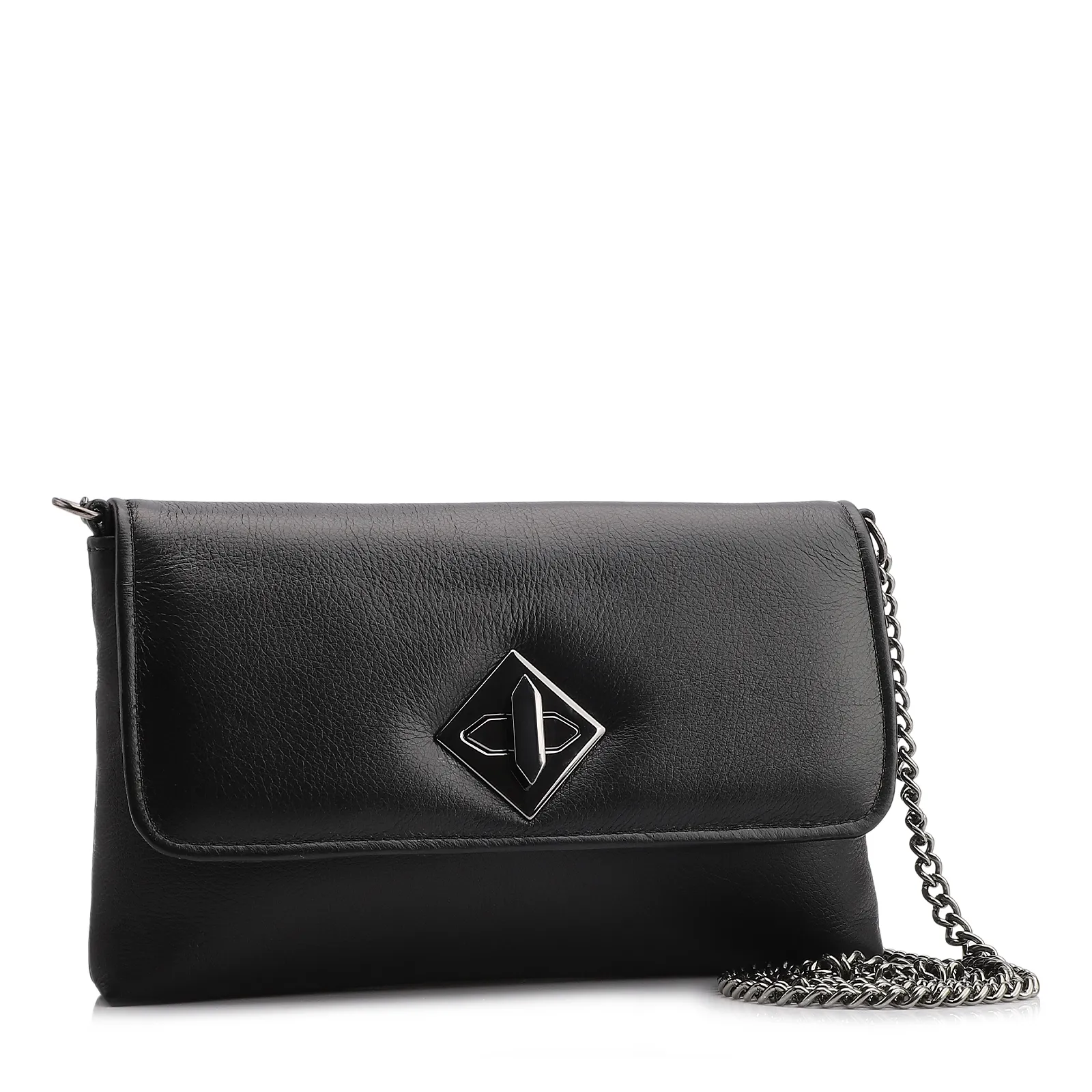  Bolsa Transversal Couro Preto