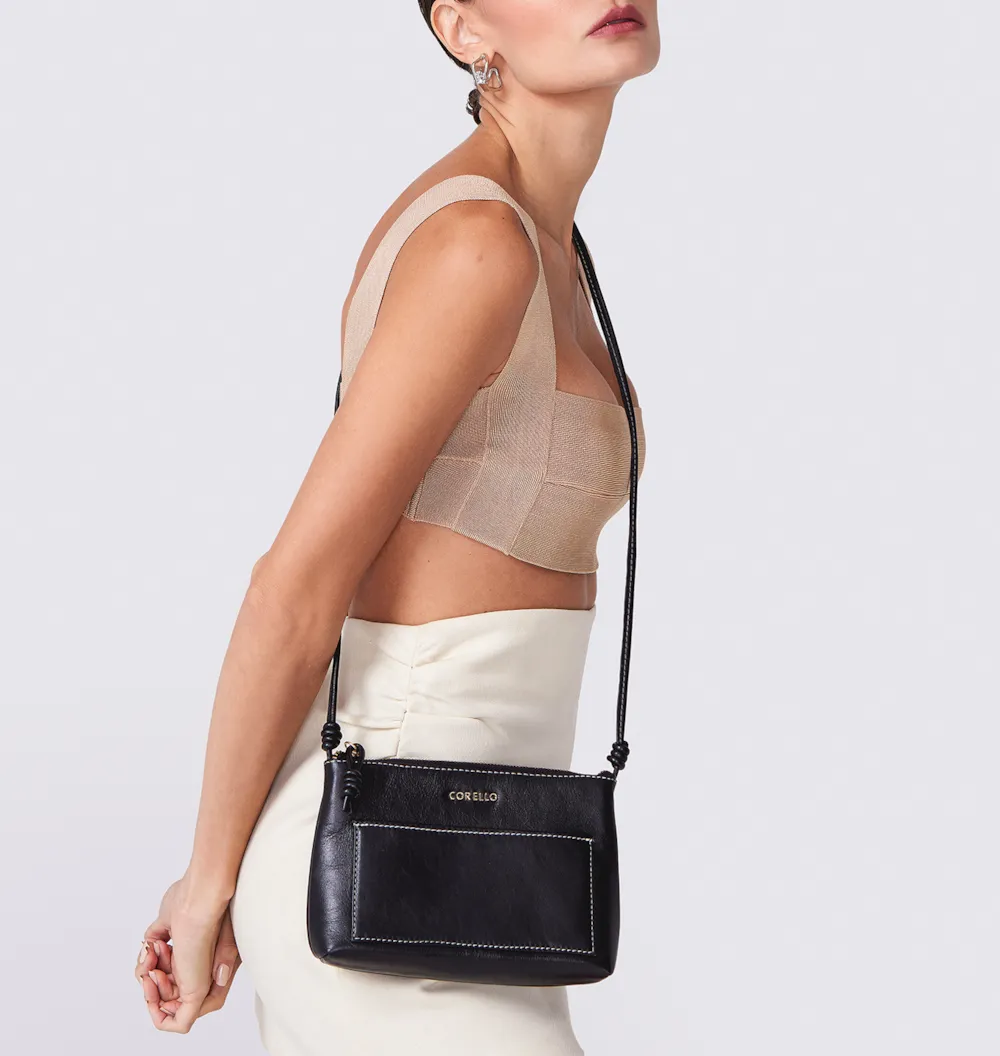 Bolsa Transversal Couro Preto - imagem 2