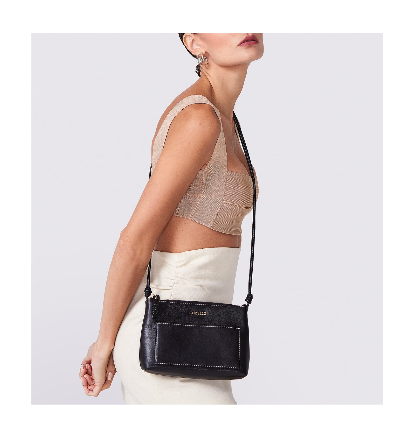 Bolsa Transversal Couro Preto