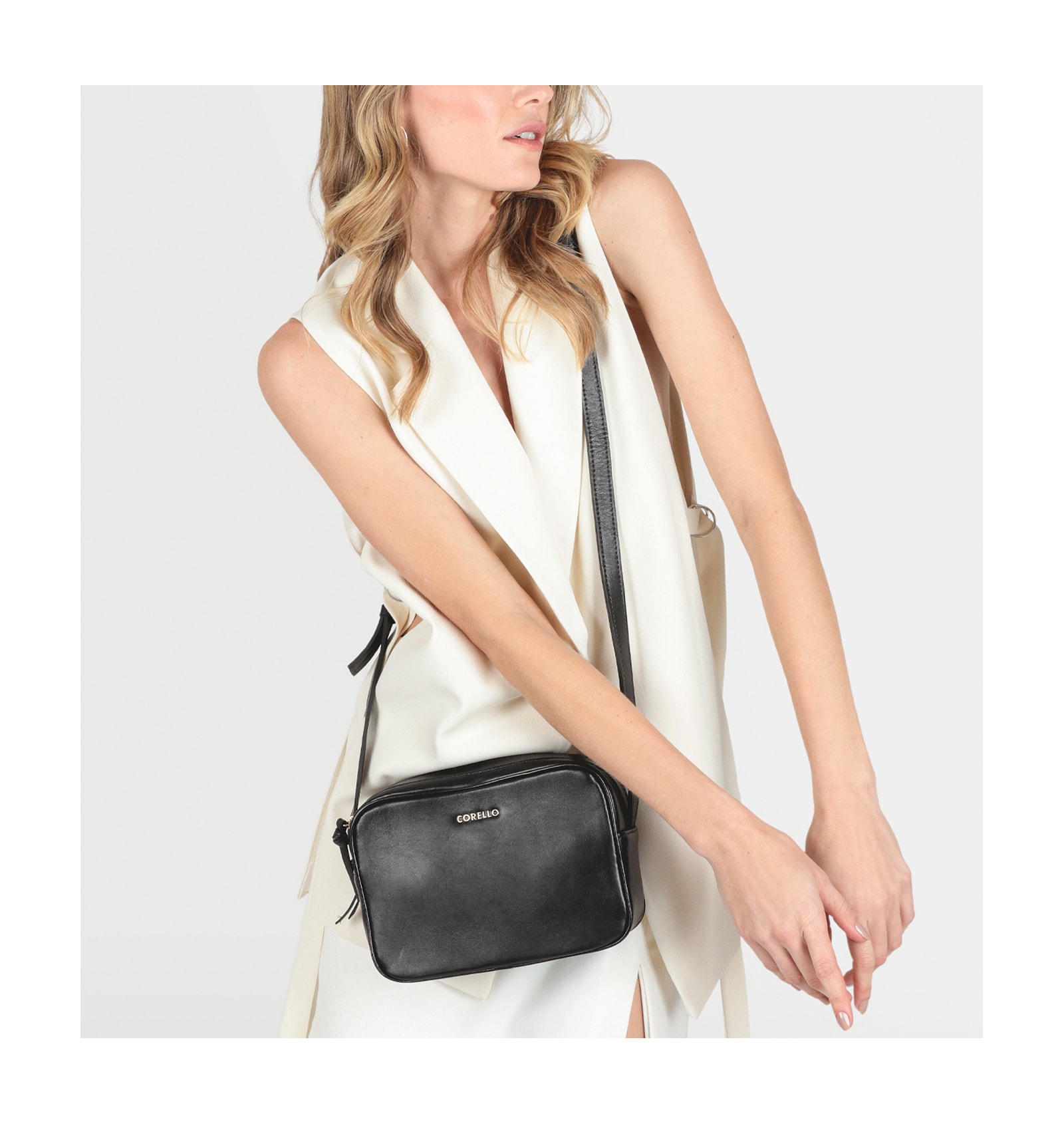 Bolsa Transversal Couro Preto
