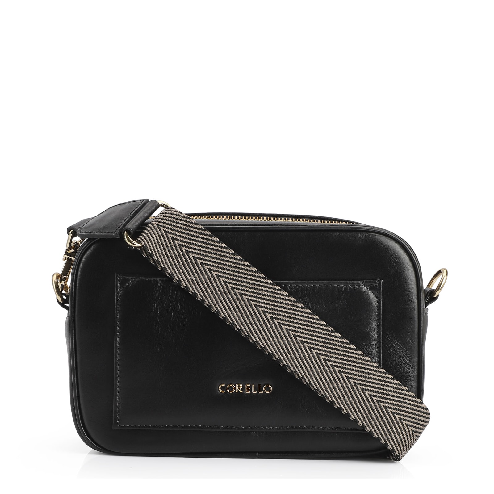 Bolsa Transversal Couro Preto