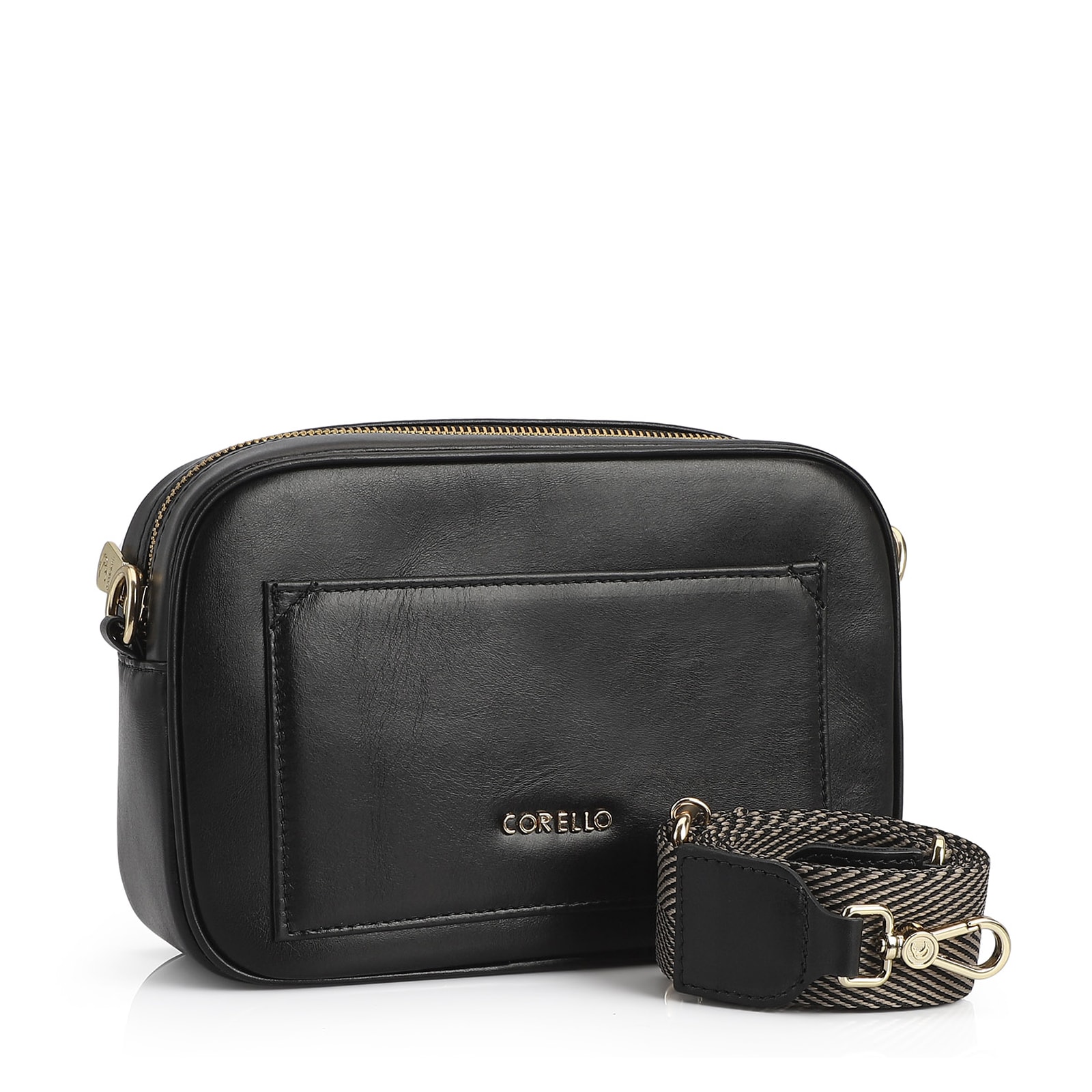 Bolsa Transversal Couro Preto