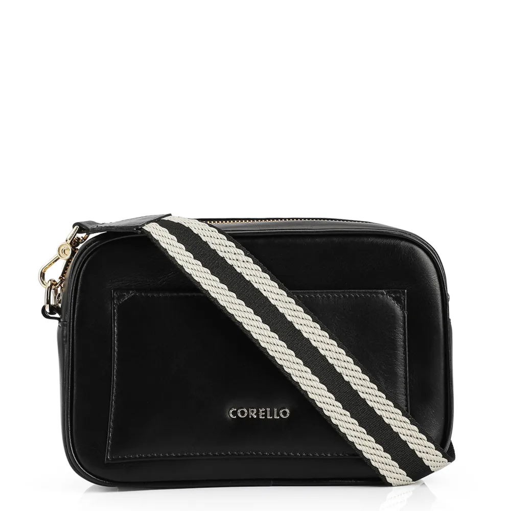 Bolsa Transversal Couro Preto