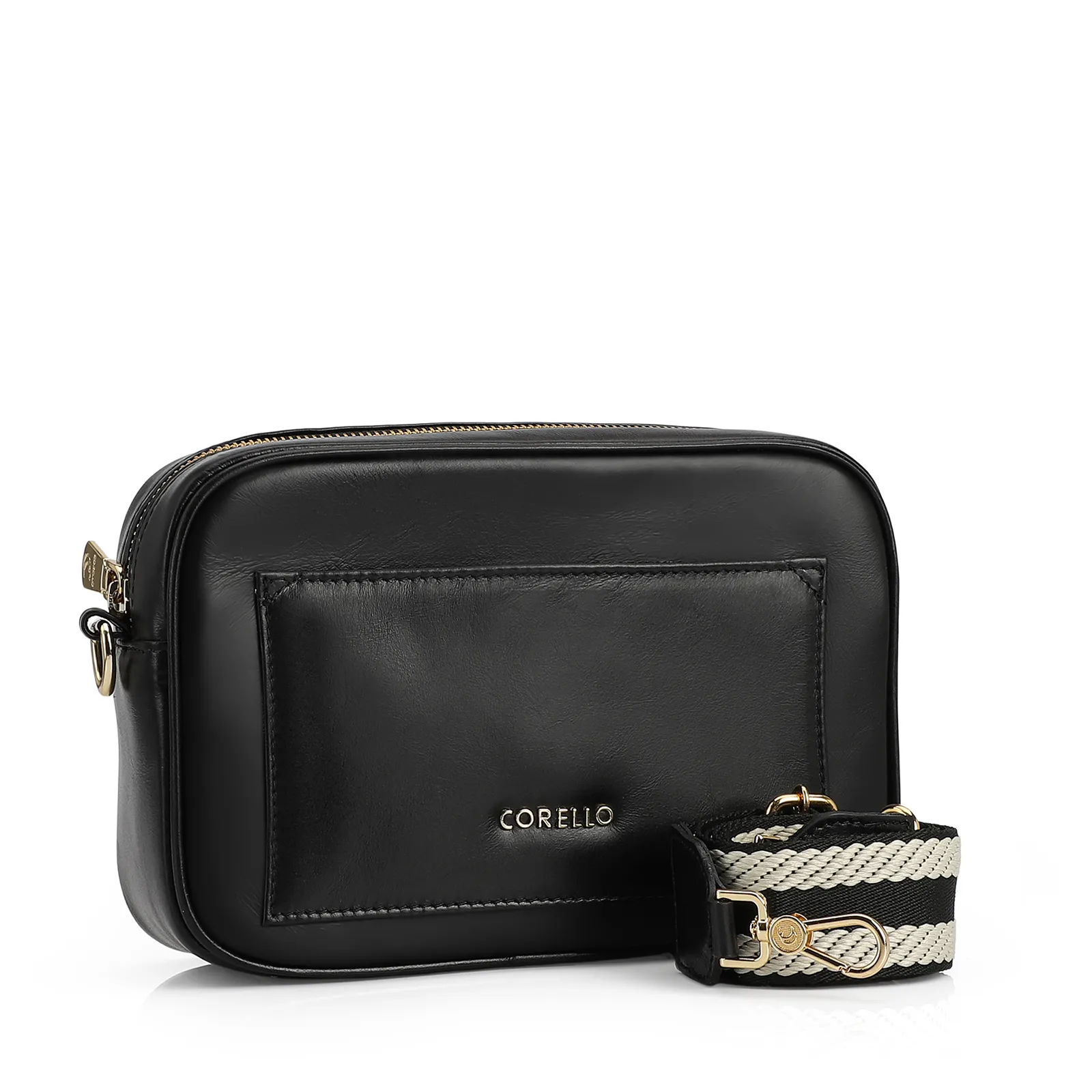 Bolsa Transversal Couro Preto