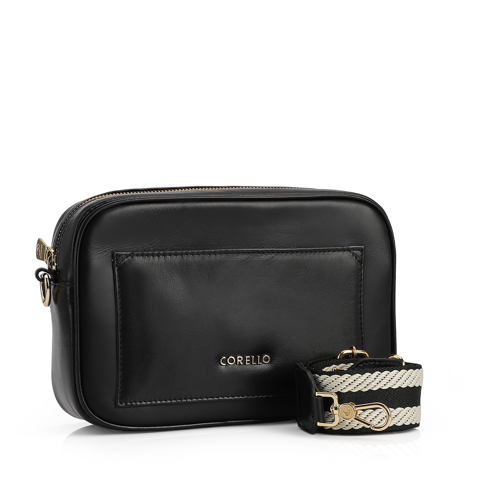 Bolsa Transversal Couro Preto
