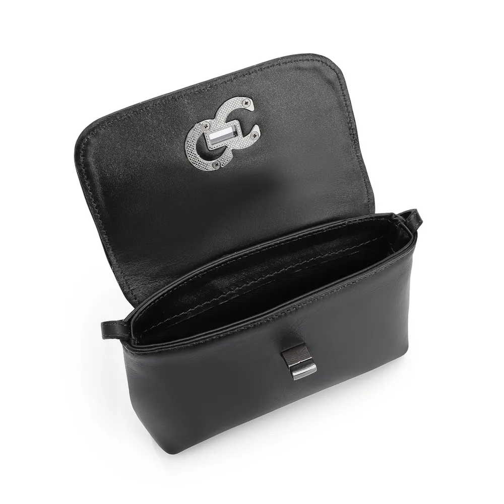 Bolsa Transversal Couro Preto - imagem 4