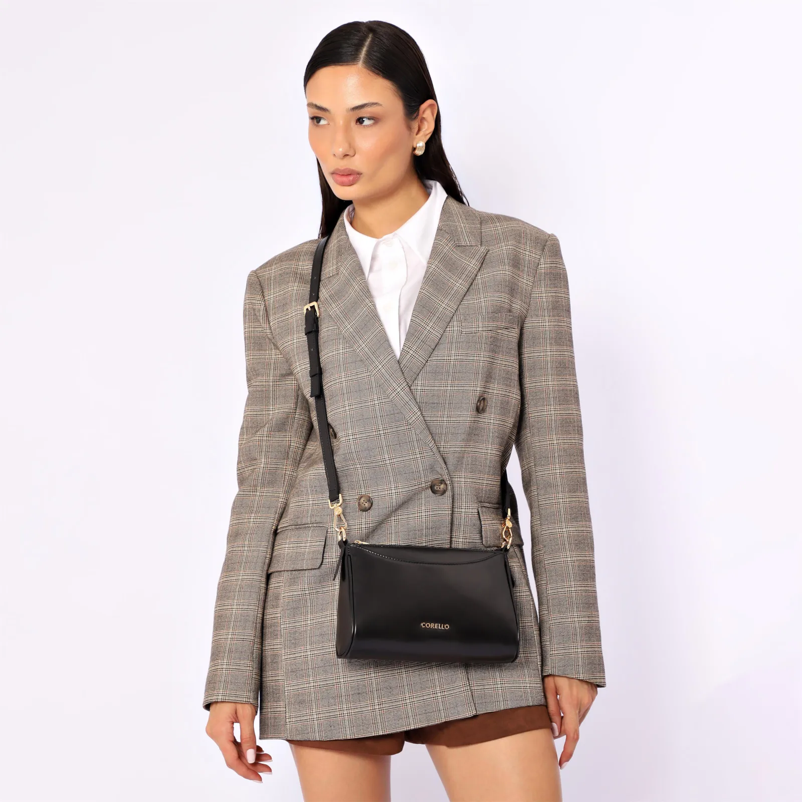 Bolsa Transversal Couro Preto