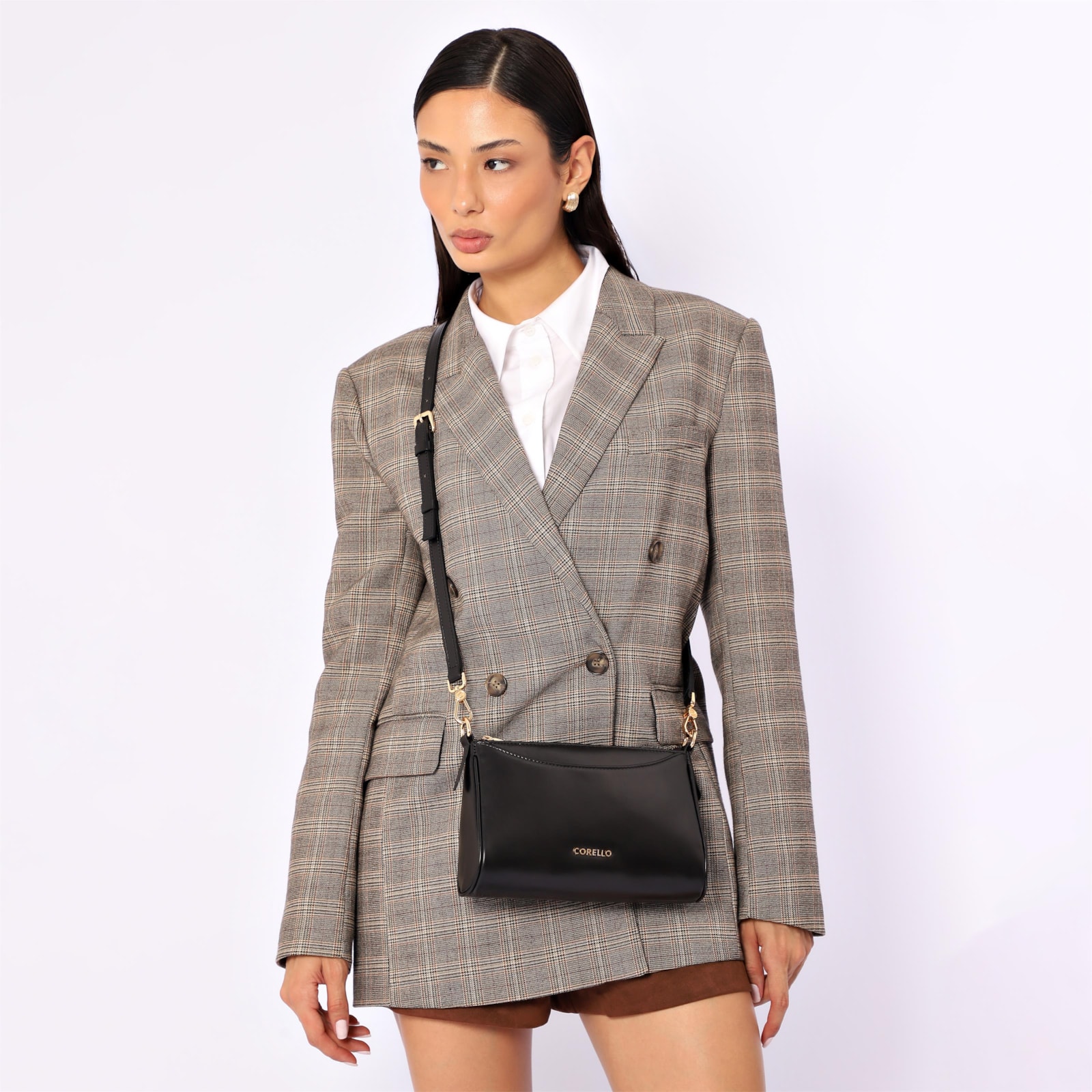 Bolsa Transversal Couro Preto