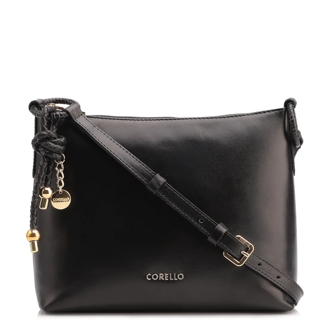  Bolsa Transversal Couro Preto