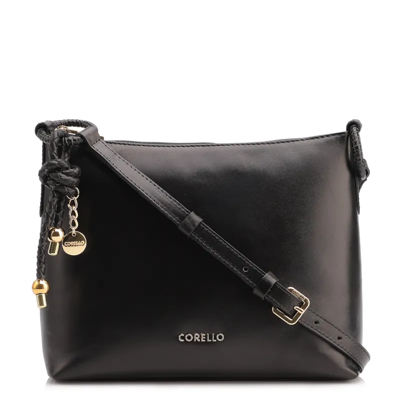  Bolsa Transversal Couro Preto