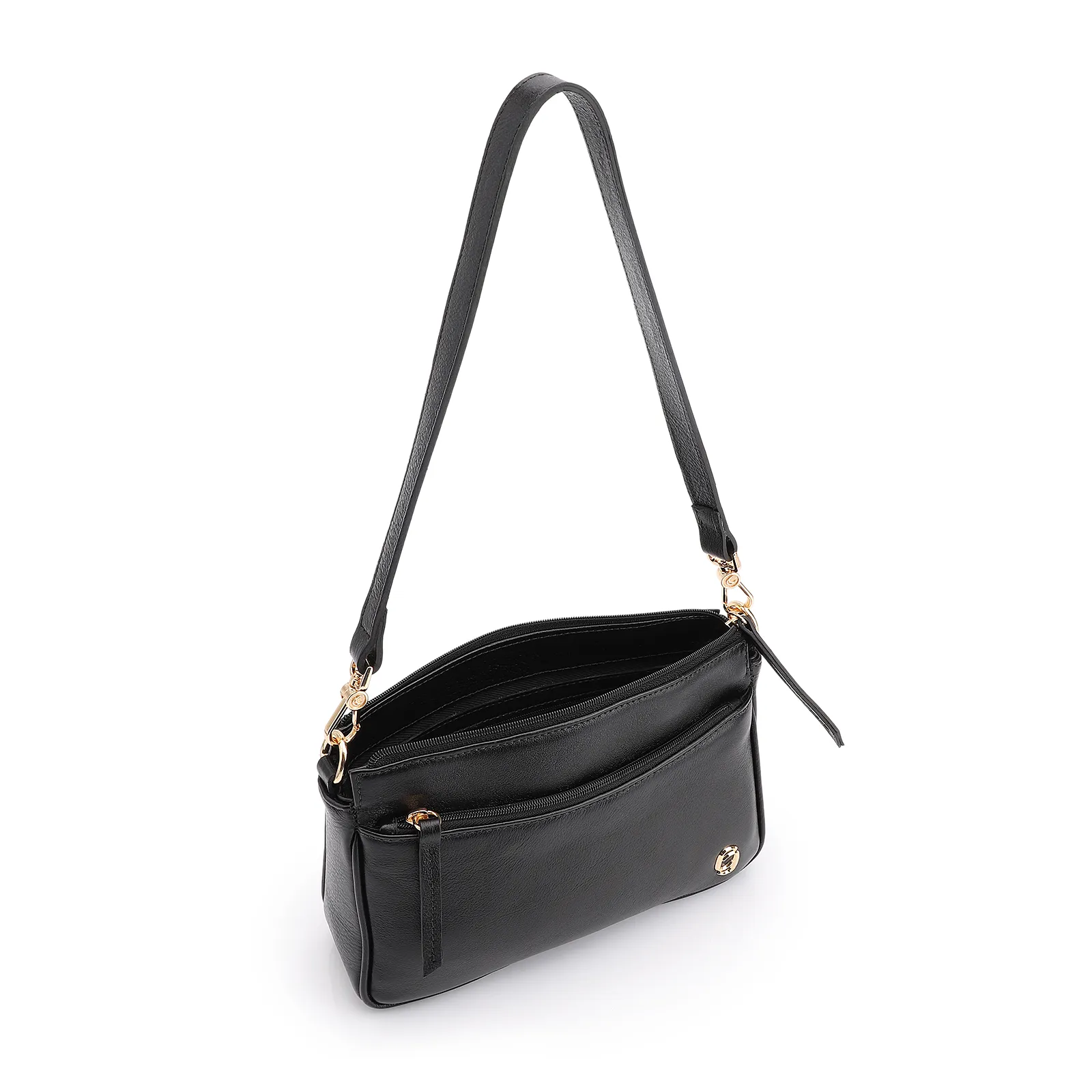 Bolsa Transversal Couro Preto
