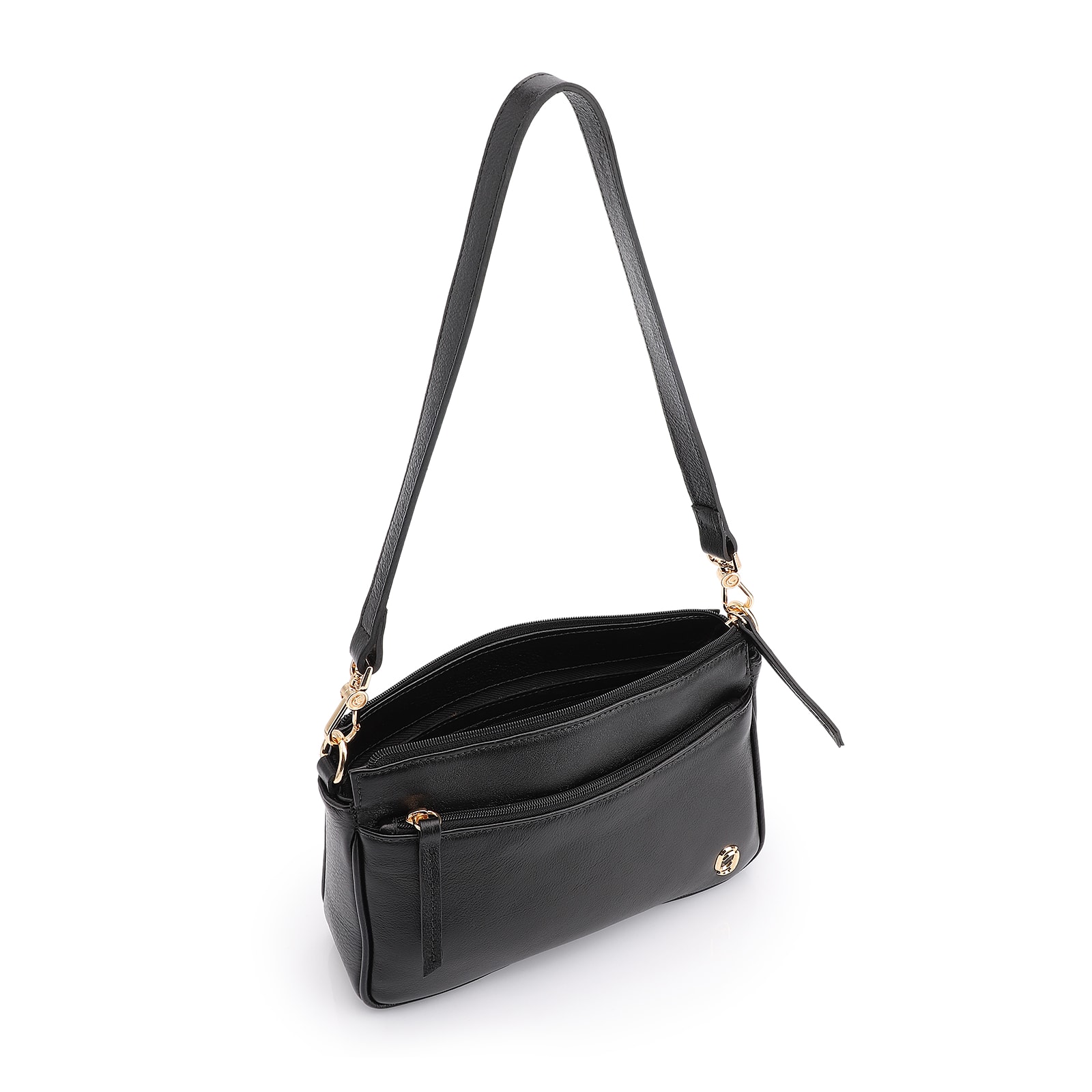Bolsa Transversal Couro Preto