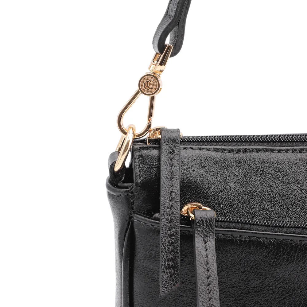 Bolsa Transversal Couro Preto - imagem 6