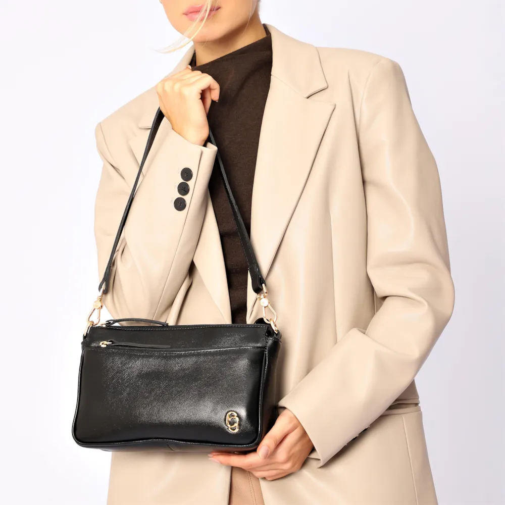 Bolsa Transversal Couro Preto - imagem 2