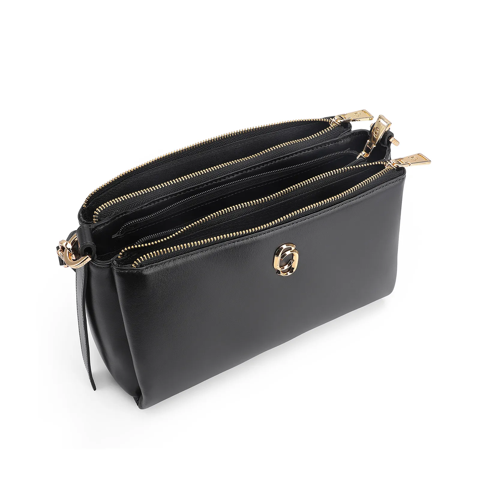 Bolsa Transversal Couro Preto