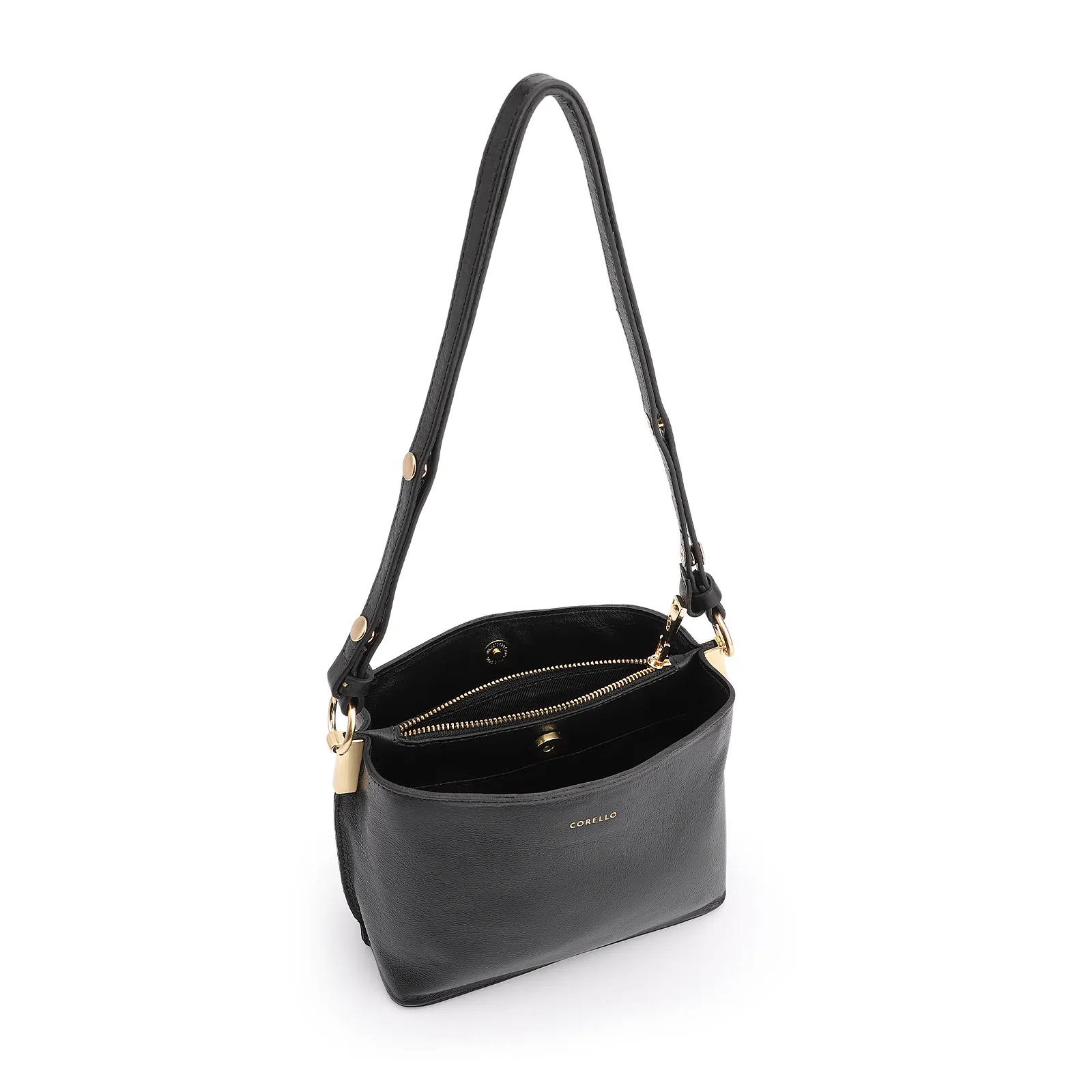 Bolsa Transversal Couro Preto