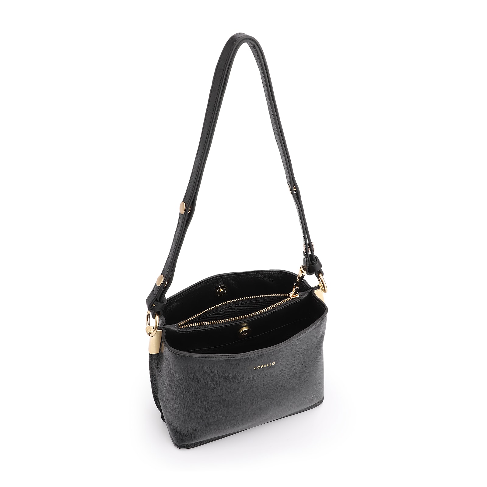 Bolsa Transversal Couro Preto