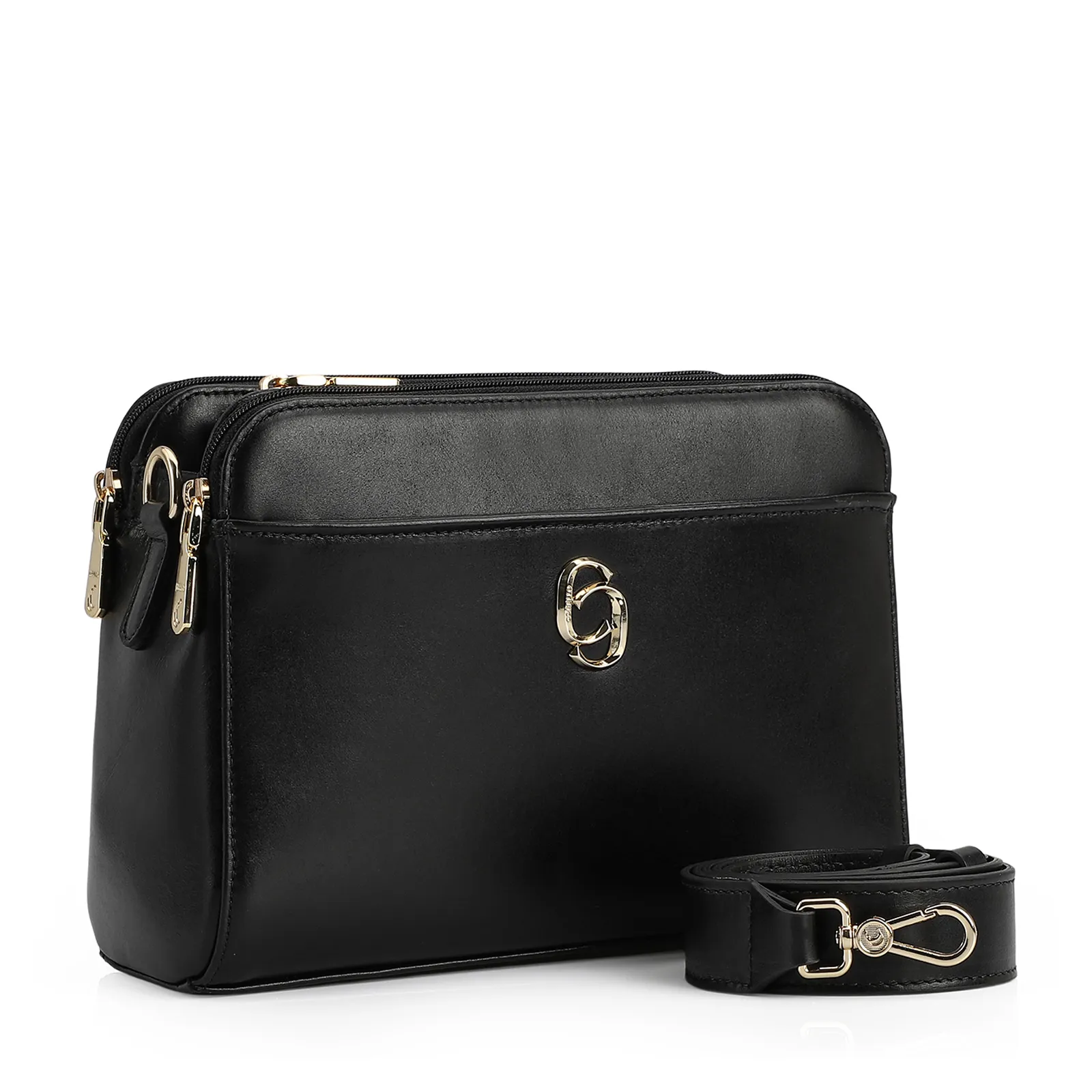 Bolsa Transversal Couro Preto